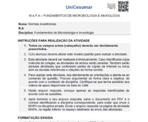 Atividade MAPA MAPA Fundamentos De Microbiologia E Imunologia Normas