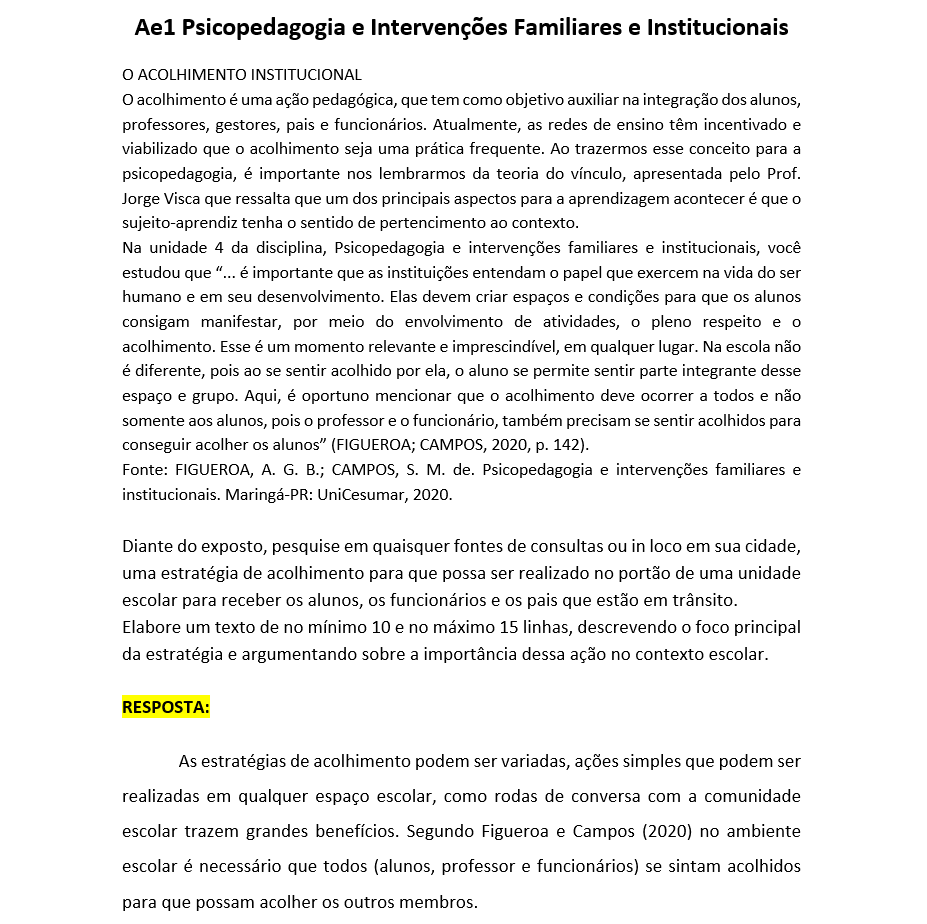 Psicopedagogia e Intervenções Familiares e Institucionais