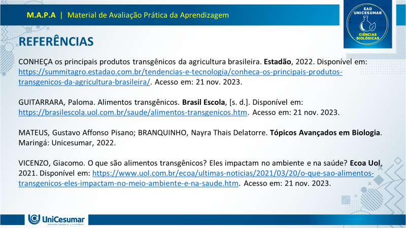 MAPA - Tópicos Avançados em Biologia