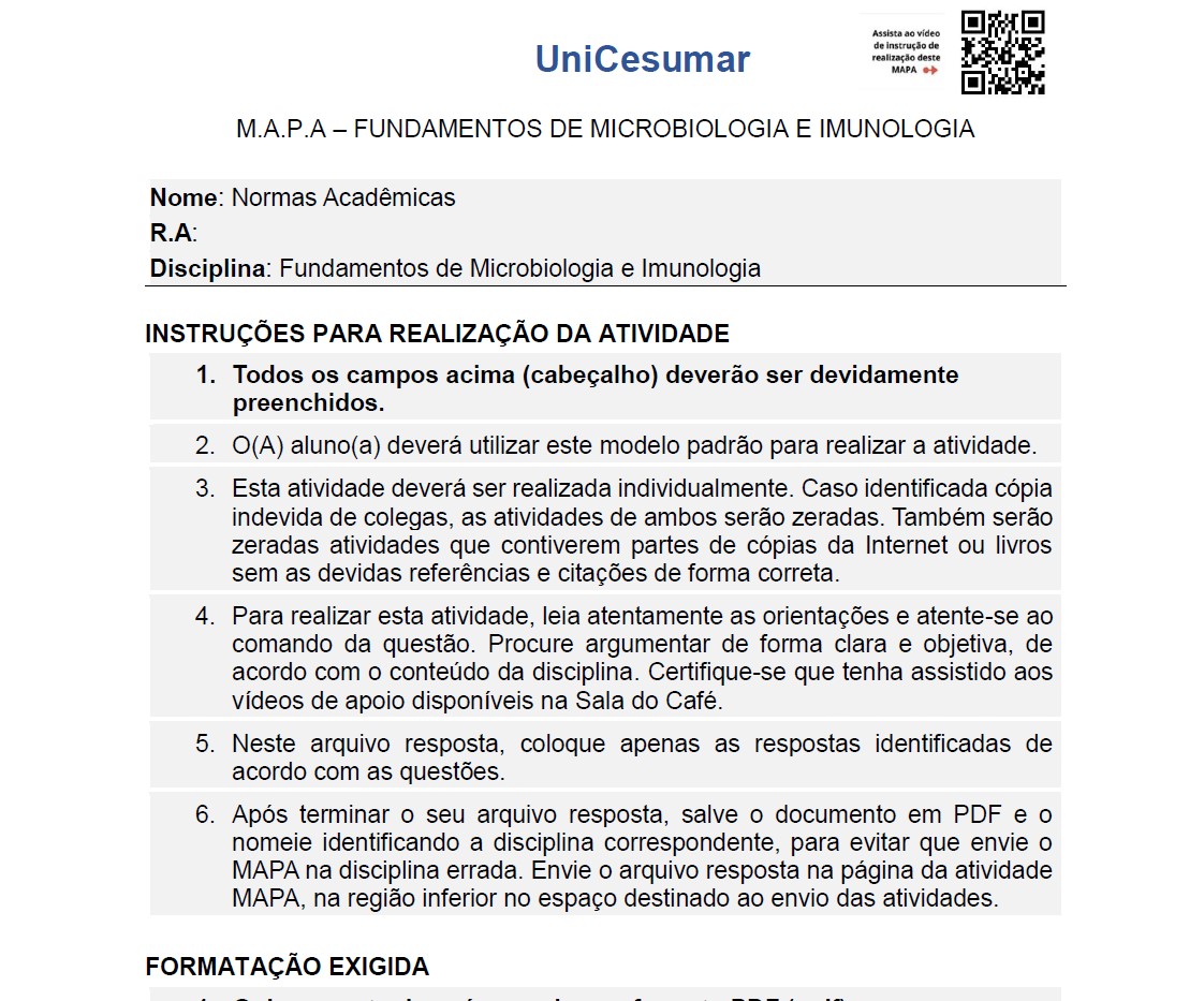 Resposta MAPA Fundamentos de Microbiologia e Imunologia