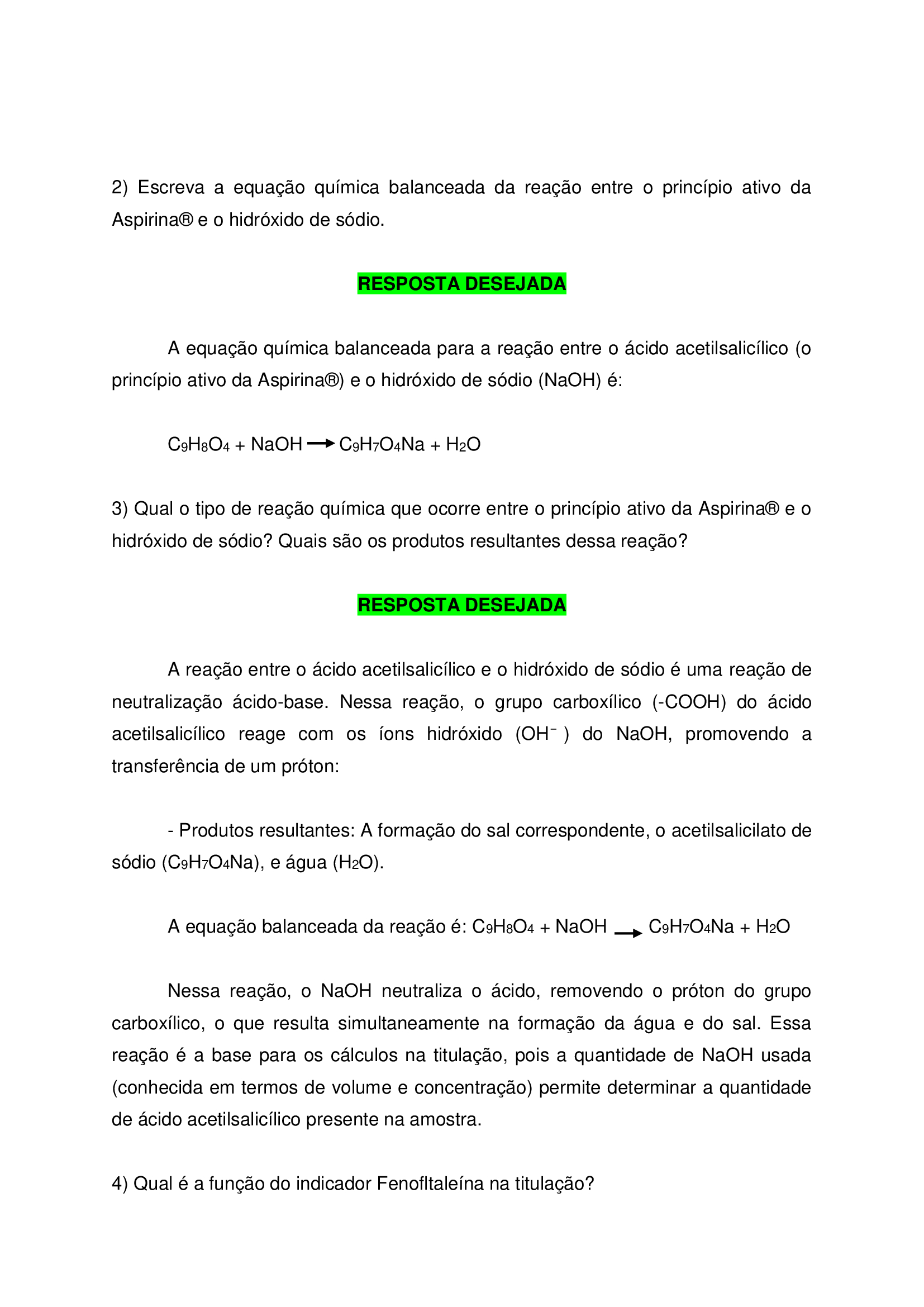 Resposta Mapa Química Geral e Orgânica 52/2025