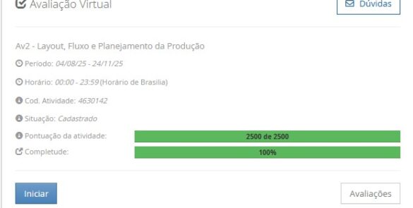 Av2 - Layout, Fluxo e Planejamento da Produção