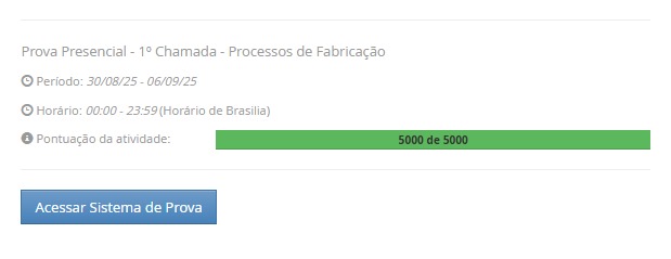 Resposta completa da Prova Presencial - 1º Chamada - Processos de Fabricação Prova PITÁGORAS – Unopar Resposta completa da Atividade https://normasacademicas.com/artigos/prova-presencial-1o-chamada-processos-de-fabricacao/ Questão 1 A fabricação de materiais plásticos evoluiu significativamente ao longo do tempo, desde a descoberta do primeiro plástico sintético, a baquelite, em 1907. Inicialmente, os plásticos eram produzidos em pequenas quantidades e utilizados principalmente para substituir materiais naturais como marfim e tartaruga. Com o avanço da tecnologia, especialmente durante e após a Segunda Guerra Mundial, a produção de plásticos aumentou exponencialmente, tornando-se um componente essencial em diversas indústrias. A extrusão é um processo fundamental na fabricação de plásticos, permitindo a produção contínua de produtos com perfis complexos e variados. A respeito do processo de extrusão e, mais especificamente, da extrusão reativa, assinale a alternativa correta. Alternativas A) A extrusão reativa não permite a modificação das propriedades do polímero durante seu processo. B) A extrusão reativa é um processo utilizado exclusivamente para a produção de filmes plásticos. C) A extrusão reativa é realizada majoritariamente a temperatura ambiente, na faixa dos 25 °C a 35 °C. D) A extrusão reativa é realiza sem a incorporação de aditivos naturais/sintéticos no polímero. E) A extrusão reativa modifica as propriedades do polímero através de reações químicas. Gabarito comentado: E. Extrusão reativa promove reações químicas no extrusor (polimerização, enxertia, reticulação etc.), modificando as propriedades do polímero. As demais: (A) é o oposto; (B) não é exclusiva de filmes; (C) ocorre em temperaturas elevadas; (D) pode envolver aditivos e reagentes. ________________________________________ Questão 2 O controle de qualidade na soldagem envolve, entre outras etapas, a inspeção e o teste das soldas para garantir que atendam às especificações, normas e exigências de qualidade mínimas necessárias estabelecidas pela empresa fabricante e pelo cliente. Entre os principais métodos de inspeção existentes, pode-se citar, por exemplo, a inspeção visual, ensaios não destrutivos (END) e ensaios destrutivos. Os ensaios não destrutivos são técnicas que permitem a detecção de defeitos internos sem danificar as peças, ou seja, sem destruí-las, permitindo o uso das mesmas após a execução do ensaio. Já os ensaios destrutivos, ao contrário do END, não permitem o uso das peças ensaiadas, esta técnica, apesar de destruir o material é especialmente útil quando se deseja realizar análises internas. Por esta razão, é necessário planejar bem quais ensaios devem ser feitos em uma peça soldada para que o número de peças a ser produzida seja adequada à necessidade. Considerando o processo de ensaio por ultrassom, assinale a alternativa correta: Alternativas A) O ensaio por ultrassom é eficaz apenas para materiais não metálicos. B) O ensaio por ultrassom requer o aquecimento da peça. C) O ensaio por ultrassom utiliza partículas magnéticas para detectar defeitos. D) O ensaio por ultrassom emite ondas sonoras de alta frequência. E) O ensaio por ultrassom só pode ser utilizado para encontrar defeitos. Gabarito comentado: D. O ultrassom usa ondas sonoras de alta frequência para avaliar a peça. (A) vale para vários materiais, inclusive metálicos; (B) não precisa aquecer; (C) descreve partículas magnéticas (ensaio PM); (E) além de defeitos, também mede espessura. ________________________________________ Questão 3 Os polímeros são macromoléculas formadas pela repetição de unidades menores chamadas monômeros com longas cadeias de carbono e hidrogênio. Suas propriedades variam amplamente, incluindo resistência, flexibilidade e durabilidade. Eles podem ser classificados em naturais ou sintéticos. A versatilidade dos polímeros permite sua aplicação em produtos do dia a dia, como garrafas, sacolas e roupas, além de usos mais especializados, como em próteses e equipamentos eletrônicos. Uma das formas de classificar os polímeros é com base na estrutura, como termoplásticos e termofixos. Considerando as características e conceitos dos polímeros naturais e sintéticos, assinale a alternativa correta. Alternativas A) Polímeros naturais são produzidos a partir de derivados do petróleo. B) Polímeros naturais, via de regra, são mais duráveis que os sintéticos. C) Polímeros naturais incluem materiais como celulose e borracha natural. D) Polímeros sintéticos são encontrados na natureza em abundância. E) Polímeros sintéticos são limitados no quesito de variação das propriedades. Gabarito comentado: C. Celulose e borracha natural são exemplos clássicos de polímeros naturais. (A) descreve sintéticos; (B) não é regra geral; (D) sintéticos não ocorrem naturalmente; (E) sintéticos têm grande variabilidade de propriedades. ________________________________________ Questão 4 Os processos de usinagem são essenciais na fabricação de peças com precisão e qualidade. Entre os principais processos, destacam-se o torneamento, fresamento, furação e brochamento. O torneamento é utilizado para criar superfícies cilíndricas, removendo material com uma ferramenta de corte em um torno. O fresamento envolve a remoção de material com uma ferramenta rotativa, permitindo a criação de superfícies planas, ranhuras e formas complexas. A furação é o processo de criar furos em uma peça utilizando brocas, enquanto o brochamento é usado para criar formas internas precisas, como chavetas e estrias. A retificação, abordada por último, é um processo de usinagem de alta precisão que utiliza uma ferramenta abrasiva para remover pequenas quantidades de material e obter superfícies extremamente lisas e dimensões exatas. É frequentemente utilizada como etapa final para melhorar a qualidade da superfície e a precisão dimensional das peças, sendo essencial em indústrias que exigem tolerâncias rigorosas, como a automotiva e a aeroespacial. Considerando as características do processo de retificação, assinale a alternativa correta. Alternativas A) A retificação plana é utilizada para usinar superfícies de peças cilíndricas. B) A retificação sem centros é utilizada para usinar planas e cilíndricas. C) A retificação cilíndrica é utilizada para criar superfícies prismáticas. D) A retificação cilíndrica é utilizada para criar superfícies planas. E) A retificação de perfil é utilizada para criar contornos complexos em peças. Gabarito comentado: E. Retificação de perfil reproduz geometrias/contornos complexos no rebolo para gerar perfis precisos. (A) e (D) confundem com plana; (B) “sem centros” é para cilíndricas; (C) prismáticas não é o foco da cilíndrica. ________________________________________ Questão 5 A usinagem é um processo de fabricação que envolve a remoção de material de uma peça bruta para obter a forma desejada, utilizando ferramentas de corte, líquido lubrificante e parâmetros de usinagem. Entre os métodos de usinagem, o fresamento se destaca pela sua versatilidade e eficiência, sendo um processo bastante popular no mundo inteiro. No fresamento, uma ferramenta rotativa chamada fresa remove material da peça, permitindo a criação de superfícies planas, contornos complexos e furos precisos. Com o avanço das tecnologias CNC, o fresamento tornou-se ainda mais preciso e eficiente, sendo amplamente utilizado na produção de componentes com alta qualidade e precisão dimensional. Considerando o processo de fresamento e, mais especificamente o fresamento periférico, assinale a alternativa correta. Alternativas A) É ideal para criar furos cilíndricos. B) Os cortadores estão localizados na face da fresa. C) Os cortadores removem material ao longo das laterais da peça. D) É utilizado principalmente para criar superfícies ovalizadas. E) É utilizado para criar roscas externas ou internas. Gabarito comentado: C. No fresamento periférico, o corte ocorre pela circunferência (lateral) da fresa, removendo material ao longo das laterais. (A) é furação; (B) descreve fresamento frontal; (D) não é uso típico; (E) refere-se a rosqueamento. ________________________________________ Questão 6 Materiais cerâmicos têm uma longa história, remontando às primeiras civilizações que usavam argila para criar utensílios e artefatos. Esses materiais são geralmente compostos por elementos metálicos e não metálicos. Exemplos comuns incluem porcelana, usada em louças e isoladores elétricos, e tijolos, fundamentais na construção civil. A versatilidade e durabilidade dos materiais cerâmicos os tornam essenciais em diversas indústrias, desde a tradicional até a de alta tecnologia. Outro ponto interessante das cerâmicas está na possibilidade de realizar processos de pós-acabamento, garantindo novas características. Considerando a temática de cerâmicas avançadas, assinale a alternativa correta. Alternativas A) As cerâmicas avançadas são materiais com alto índice de corrosão. B) As cerâmicas avançadas são compostas principalmente por argilas naturais. C) As cerâmicas avançadas possuem aplicação exclusiva na construção civil. D) As cerâmicas avançadas são tão duráveis quanto as cerâmicas tradicionais. E) As cerâmicas avançadas incluem materiais como óxidos, nitretos e carbonetos. Gabarito comentado: E. Cerâmicas avançadas abrangem óxidos (Al₂O₃, ZrO₂), nitretos (Si₃N₄) e carbonetos (SiC), entre outros. (A) têm alta resistência à corrosão; (B) é típico das tradicionais; (C) têm aplicações amplas (médica, eletrônica etc.); (D) em geral superam as tradicionais. ________________________________________ Questão 7 Os fornos de fusão são equipamentos essenciais na indústria metalúrgica, utilizados para derreter metais antes de serem moldados. Existem vários tipos de fornos de fusão, incluindo fornos de indução, fornos a arco elétrico e fornos de cubilô. Cada tipo de forno utiliza diferentes métodos de aquecimento, como correntes elétricas, arcos elétricos ou combustíveis sólidos, para atingir as altas temperaturas necessárias para fundir os metais. A escolha do forno depende do tipo de metal a ser fundido e das especificações do processo de produção. Fornos de fusão são fundamentais para garantir a qualidade e a eficiência na fabricação de componentes metálicos. Considerando os fornos que utilizam correntes elétricas, um deles se destaca pela eficiência energética e pelo controle preciso da temperatura. Assinale a alternativa correta. Alternativas A) Fornos a Arco Elétrico. B) Fornos de Resistência. C) Fornos de Carvão. D) Fornos de Cubilô. E) Fornos de Indução. Gabarito comentado: E. Fornos de indução aquecem por correntes induzidas no metal, com alta eficiência e controle preciso de temperatura. Arco elétrico (A) é eficiente para grandes cargas, mas com maior variação; (B) são menos eficientes; (C) e (D) não utilizam corrente elétrica como princípio térmico principal. ________________________________________ Questão 8 A laminação é um processo de conformação plástica que envolve a passagem de um material metálico entre dois rolos que giram em direções opostas, aplicando uma força compressiva que reduz a espessura do material e aumenta seu comprimento. O processo descrito pode ser realizado quantos vezes o fabricante julgar necessário desde que o equipamento tenha capacidade de exercer cada vez mais pressão no momento da laminação. Esse processo pode ser realizado a quente ou a frio, dependendo das propriedades desejadas no produto final. Considerando as características da laminação a frio, assinale a alternativa correta. Alternativas A) A laminação a frio melhora a homogeneidade do material. B) A laminação a frio é utilizada principalmente para a produção de chapas grossas. C) A laminação a frio é ideal para a produção de perfis estruturais pesados. D) A laminação a frio é realizada acima da temperatura de recristalização. E) A laminação a frio é realiza a temperatura ambiente ou ligeiramente a acima. Gabarito comentado: E. Laminação a frio ocorre à temperatura ambiente (ou pouco acima), gerando encruamento, melhor acabamento e precisão dimensional. (A) maior homogeneidade é típica do a quente; (B) e (C) também remetem ao a quente; (D) define justamente a quente. ________________________________________ Questão 9 Os conceitos de CAD/CAM (Desenho Assistido por Computador/Manufatura Assistida por Computador) aplicados à usinagem representam uma revolução na forma como peças e componentes são projetados e fabricados. O CAD permite a criação de modelos digitais detalhados e precisos de peças, enquanto o CAM utiliza esses modelos para programar as máquinas-ferramenta. Os sistemas mencionados são de grande importância para o funcionamento e execução das atividades que envolvem a fabricação de peças por CNC. Essa integração melhora a eficiência, reduz erros (e por consequência, retrabalhos) e acelera o tempo de produção, sendo essencial em setores como engenharia, manufatura e odontologia, automotivo e espacial. Considerando as características e particularidades sobre CAD/CAM, assinale a alternativa correta: Alternativas A) O CAD/CAM é utilizado apenas para a criação de desenhos 2D (bidimensionais). B) O CAD/CAM não melhora a comunicação entre diferentes departamentos dentro de uma empresa. C) O CAD/CAM permite a simulação do processo de fabricação antes da produção real. D) Com o CAM, não é possível utilizar os modelos criados no CAD para programar as máquinas-ferramenta. E) O CAD/CAM, devido ao alto custo, não é utilizado na fabricação de peças complexas. Gabarito comentado: C. O fluxo CAD/CAM possibilita simulações de fabricação, otimizando percurso de ferramentas, tempos e evitando colisões. (A) também trabalha em 3D; (B) integra áreas e melhora comunicação; (D) é justamente o contrário; (E) é amplamente usado para geometrias complexas. ________________________________________ Questão 10 Os materiais cerâmicos são substâncias inorgânicas, não metálicas, que são formadas por meio de processos de aquecimento e subsequente resfriamento. As cerâmicas podem sofrer ainda processos sequenciais de acabamento como usinagem e pintura. Esses materiais são conhecidos por suas propriedades únicas, que os tornam ideais para uma ampla gama de aplicações industriais e tecnológicas. Além das aplicações industriais, as cerâmicas também têm um papel importante na medicina, sendo usadas em próteses e implantes dentários devido à sua biocompatibilidade e durabilidade. Com base nesse contexto, analise as afirmativas a seguir: I. As cerâmicas são utilizadas em ferramentas de corte devido à sua baixa condutividade térmica e baixa dureza. II. As cerâmicas são utilizadas em isoladores elétricos devido à sua baixa condutividade elétrica. III. As cerâmicas são utilizadas em componentes de motores a jato devido à sua alta condutividade térmica. IV. As cerâmicas são utilizadas em revestimentos de fornos devido à sua baixa condutividade térmica. V. As cerâmicas são utilizadas em materiais de construção para eficiência energética devido à sua baixa condutividade térmica. Alternativas A) I, II, III, IV e V. B) I, II e III, apenas. C) I, II e IV, apenas. D) II, III e V, apenas. E) II, IV e V, apenas. Gabarito comentado: E. Corretas: II, IV e V. Cerâmicas são isolantes elétricos (II) e possuem baixa condutividade térmica, úteis em refratários (IV) e materiais de construção (V). Afirmativas falsas: • I: ferramentas de corte usam cerâmica pela alta dureza (não “baixa”). • III: em motores a jato usam-se cerâmicas por baixa condutividade térmica/alta resistência a altas temperaturas, não “alta”. Questão 11 A estampagem é um processo de conformação mecânica que tem sua origem dada na época da Revolução Industrial. Inicialmente, era utilizada para a produção em massa de peças metálicas, aproveitando a capacidade de moldar materiais com precisão e rapidez. Com o avanço da tecnologia, a estampagem evoluiu, incorporando técnicas mais sofisticadas e materiais diversos, como ligas metálicas e polímeros. Hoje, é amplamente utilizada na indústria automotiva, aeroespacial e de eletrodomésticos, destacando-se pela eficiência e pela capacidade de produzir peças complexas com alta repetibilidade. Com relação as informações apresentadas, analise as afirmativas a seguir: I. O processo envolve a aplicação de força sobre uma chapa metálica. II. A precisão da estampagem é influenciada pela qualidade da ferramenta. III. O processo não utiliza nenhuma punção ou matriz para corte. IV. É um processo capaz de produzir peças complexas com alta repetibilidade. Considerando o contexto apresentado, é correto o que se afirma em: A) III e IV, apenas. B) I, II e IV, apenas. C) I, II, III e IV. D) II e III, apenas. E) I, III e IV, apenas. Gabarito comentado: B (I, II e IV). • I – Verdadeira: estampagem aplica força (punção/matriz) sobre chapa metálica. • II – Verdadeira: a qualidade da ferramenta (punção, matriz, folga, alinhamento) afeta precisão e acabamento. • III – Falsa: o processo usa punção e matriz para cortar/conformar. • IV – Verdadeira: alta repetibilidade e possibilidade de formas complexas são características do processo. ________________________________________ Questão 12 A usinagem é um processo fundamental na fabricação de peças e componentes, e pode ser realizada por diferentes métodos, incluindo usinagem elétrica, química e mecânica. No que se refere aos processos não convencionais, pode-se citar a usinagem elétrica, como a eletroerosão (EDM), utiliza descargas elétricas para remover material de uma peça de trabalho. Este método é ideal para materiais duros e geometrias complexas. A EDM é amplamente utilizada na fabricação de moldes e matrizes. Pode-se citar também a usinagem química envolve a remoção de material através de reações químicas controladas. Estes métodos utilizam ferramentas de corte para remover material da peça de trabalho, sendo adequados para uma ampla variedade de materiais e aplicações. Cada tipo de usinagem oferece vantagens específicas, dependendo das necessidades do projeto e das características do material a ser usinado. Considerando o processo de usinagem química, assinale a alternativa correta. A) A usinagem química requer a limpeza da peça após a remoção do agente químico. B) A aplicação do agente químico é feita antes da limpeza da peça. C) O agente químico é removido imediatamente após a aplicação. D) A máscara resistente à corrosão é aplicada nas áreas a serem usinadas. E) A máscara resistente à corrosão é aplicada nas áreas que devem ser usinadas. Gabarito comentado: A. Na usinagem química (etching), a sequência típica é: limpeza inicial da peça → aplicação e padronização da máscara resistente (para proteger as áreas que não serão usinadas) → ataque químico na região exposta → remoção/neutralização do agente e limpeza final → remoção da máscara. • (A) Correta: após o ataque, a peça precisa ser lavada/limpa para remover o agente e resíduos. • (B) Falsa: sempre há limpeza prévia antes do agente químico. • (C) Falsa: o reagente precisa de tempo de ataque; não é removido “imediatamente”. • (D) e (E) Falsas: a máscara é aplicada nas áreas que NÃO devem ser usinadas, protegendo-as do ataque.
