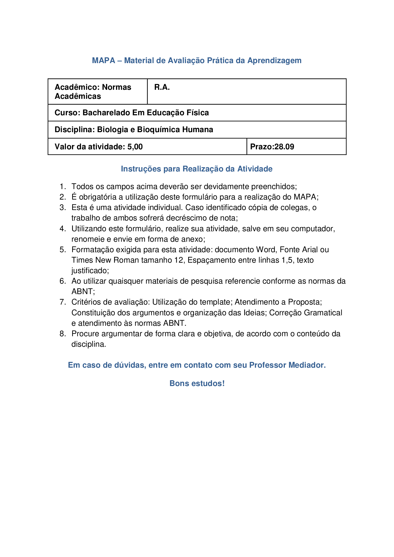 Mapa Mapa Biologia e Bioquimica Humana