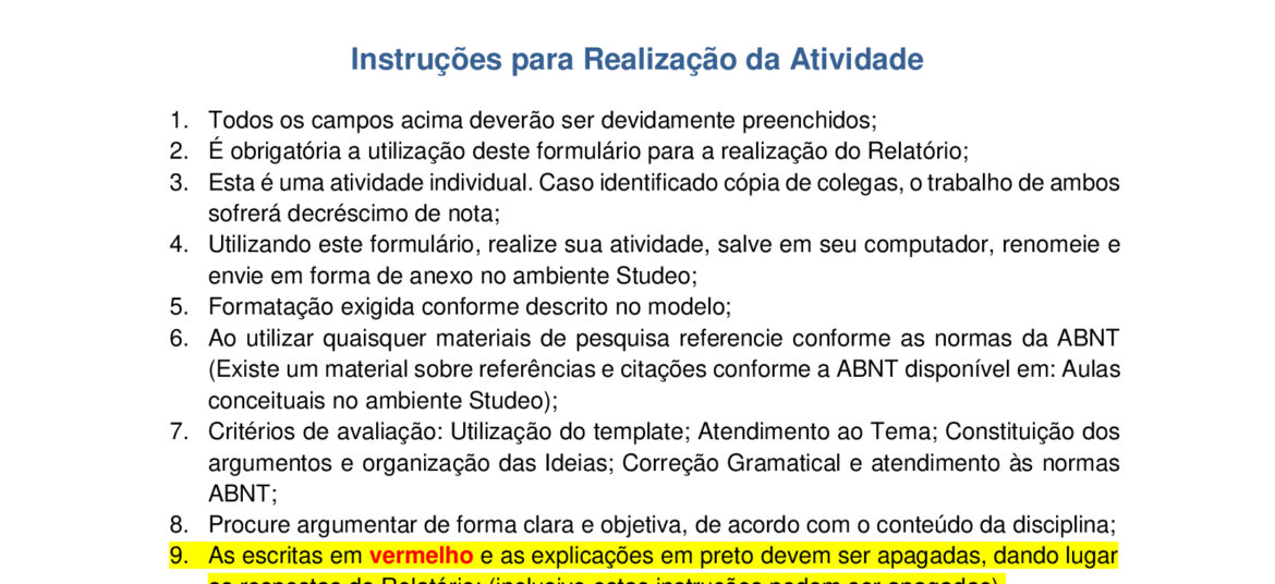 RESPOSTA RELATÓRIO DE ESTÁGIO SUPERVISIONADO NA ATENÇÃO INTEGRAL II