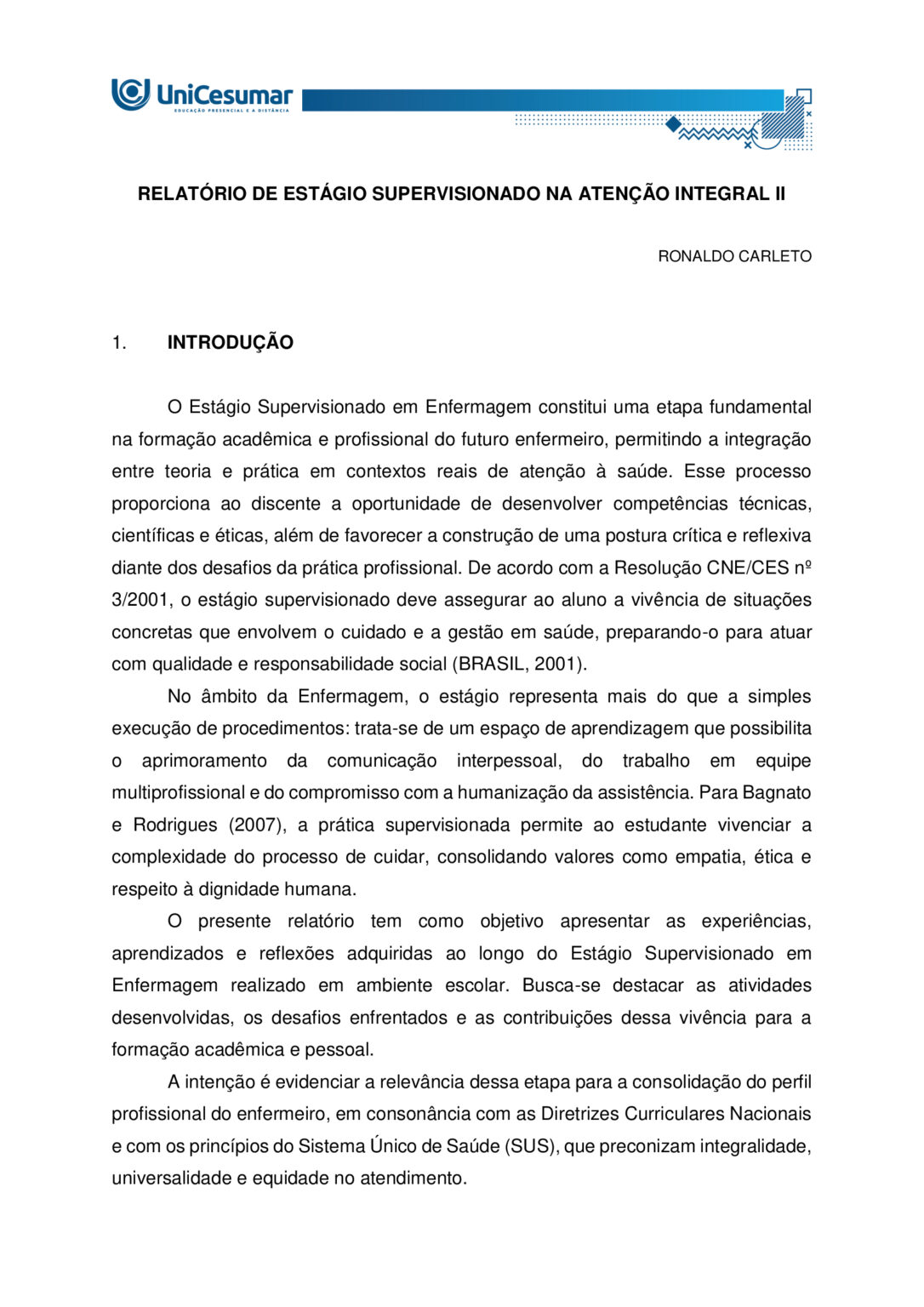 RELATÓRIO DE ESTÁGIO SUPERVISIONADO NA ATENÇÃO INTEGRAL II – 53/2025 ...