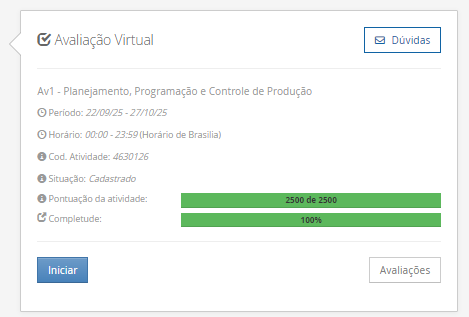 1) O objetivo de compreender a classificação dos sistemas produtivos é favorecer o entendimento de suas características e da forma como cada um se relaciona com o PPCP. Logo, relacione os tipos de sistemas produtivos, relacionados na Coluna 1, com suas respectivas características, relacionadas na Coluna 2: Coluna 1: 1 - Sistemas produtivos contínuos. 2 - Sistemas produtivos em massa 3 - Sistemas produtivos sob encomenda 4 - Sistemas produtivos em lotes Coluna 2: A – Nesse sistema, é difícil a identificação e a separação por unidades do que é produzido, ou seja, não é possível determinar quando se encerra um produto e se inicia outro, pois são produções de alto volume do mesmo produto ou serviço. B – São sistemas de produção em grande escala, como é o caso das fabricantes de eletrodomésticos, das montadoras de automóveis, dos fabricantes de alimentos industrializados C – São sistemas de atendimento a necessidades específicas dos clientes, suas demandas são associadas a baixas unidades. D - Esse é um sistema mais flexível que atua em um departamento visando atender às demandas dos clientes. Outra característica é a presença de estoques intermediários de produtos semiacabados, uma vez que cada etapa seguinte depende da etapa anterior. Agora, assinale a alternativa que contempla a associação correta. ________________________________________ Alternativas: a) 1-A; 2-B; 3-C; 4-D. b) 1-A; 2-C; 3-B; 4-D. c) 1-B; 2-A; 3-D; 4-C. d) 1-C; 2-D; 3-A; 4-B. e) 1-D; 2-C; 3-B; 4-A. 2) Um dos passos mais importantes no modelo de previsão de demanda é a seleção da técnica de previsão. Existem diversas técnicas disponíveis com características especificas para cada uma delas. Logo, há as técnicas qualitativas que são baseadas no julgamento e na opinião de pessoas, do público-alvo ou de especialistas nos produtos ou nos mercados desses produtos. Assim, associe os tipos de técnicas qualitativas, relacionadas na Coluna 1, com suas respectivas características, relacionadas na Coluna 2: Coluna 1: 1 – Técnica qualitativa Delphi 2 – Pesquisa de mercado 3 – Análise de cenário Coluna 2: A – A característica chave dessa técnica é o anonimato, sendo um método em que se reúne um grupo de pessoas que dão opiniões sobre um determinado assunto. Essas pessoas não se conhecem e não têm contato entre si, garantindo o anonimato. Um questionário com várias perguntas acerca de determinado assunto pesquisado deve ser elaborado e repassado ao grupo, para que, posteriormente, essas opiniões registradas sejam reunidas, analisadas e um novo contexto seja formulado. B – Nessa técnica, são mais exploradas as características dos produtos e serviços, como, por exemplo, as características relevantes de um celular, os acessórios mais solicitados, as tendências de cores, se é valido abrir uma loja física ou se manter no mercado online, as expectativas dos clientes, as tendências e soluções que eles esperam etc. C – Essa é uma técnica qualitativa utilizada quando se buscam diferentes cenários, como, por exemplo, cenários em que evitamos surpresas, cenários mais otimistas, cenários mais pessimistas etc. Agora, assinale a alternativa que contempla a associação correta. ________________________________________ Alternativas: a) 1-A; 2-B; 3-C. b) 1-A; 2-C; 3-B. c) 1-B; 2-A; 3-C. d) 1-B; 2-C; 3-A. e) 1-C; 2-A; 3-B. 3) O planejamento-mestre da produção está encarregado de desmembrar os planos produtivos estratégicos de longo prazo em planos específicos de produtos acabados (bens ou serviços) para o médio prazo, no sentido de direcionar as etapas de programação e execução das atividades operacionais da empresa (montagem, fabricação e compras). Em relação ao planejamento mestre de produção, avalie as afirmativas a seguir: I – Como resultado do planejamento-mestre da produção se tem um plano, chamado de plano-mestre de produção (PMP), que formalizará as decisões tomadas quanto à necessidade de produtos acabados para cada período analisado II – O planejamento-mestre da produção, faz a conexão entre o planejamento estratégico (plano de produção) e as atividades operacionais da produção. III - O Plano Mestre de Produção (PMP) diferencia-se do plano de produção sob dois aspectos: o nível de agregação dos produtos e a unidade de tempo analisada. Onde o plano de produção estratégico tratava de famílias de produtos, o PMP, já voltado para a operacionalização da produção, tratará de produtos individuais. Considerando o contexto apresentado, é correto o que se afirma em: ________________________________________ Alternativas: a) I, apenas. b) I e II, apenas. c) I e III, apenas. d) II e III, apenas. e) I, II e III. 4) O Planejamento Agregado de Produção (PAP) orienta as decisões de produção em um nível estratégico, tratando a demanda e os recursos de forma agrupada em famílias de produtos. Esse planejamento visa equilibrar custos, estoques, utilização de mão de obra e capacidade dos equipamentos, antes de detalhar as necessidades de cada item específico. A definição correta das famílias facilita a gestão e possibilita alinhar a produção aos objetivos de maximizar lucros, reduzir variações e administrar estoques de forma eficiente. Com base nessas informações, avalie as afirmativas a seguir sobre o PAP: I – O planejamento agregado trabalha com produtos individualizados, definindo exatamente o que produzir de cada item específico antes de considerar famílias ou grupos. II – O planejamento agregado da produção tem como objetivo dimensionar os recursos produtivos como a mão-de-obra, os equipamentos e materiais básicos para garantir que estejam disponíveis, em quantidades adequadas e nos momentos certos. III – Entre os objetivos e as características do planejamento agregado, está a maximização dos lucros, a administração de forma eficiente dos estoques, a minimização de variações de produção e mão de obra, a maximização da utilização da fábrica e dos equipamentos, além de um dos mais importantes: a minimização de custos. Considerando o contexto apresentado, é correto o que se afirma em: ________________________________________ Alternativas: a) I, apenas. b) I e II, apenas. c) I e III, apenas. d) II e III, apenas. e) I, II e III. 5) Uma empresa registra a demanda mensal de um produto (unidades vendidas) ao longo de 12 meses. Use a média móvel simples dos 3 últimos meses para prever a demanda do mês de outubro Mês Demanda (unidades) Maio 120 Junho 135 Julho 150 Agosto 140 Setembro 160 Assinale a alternativa que contém corretamente a previsão de demanda para o mês de outubro. ________________________________________ Alternativas: a) 145. b) 150. c) 155. d) 157. e) 160.