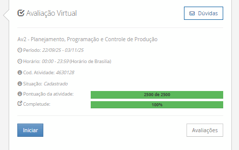 1) Em uma manufatura enxuta, o operador realiza operações e rotinas previamente definidas, respeitando os tempos definidos, minimizando ações ou produções desnecessárias. Algumas metodologias muito presentes em manufaturas enxutas como Kanban, Andon, Heijunka, Poka-Yoke e entre outras. Em relação as metodologias utilizadas na manufatura enxuta, avalie as afirmativas a seguir: I – Kanban é um sistema de nivelamento de produção que equilibra a produção ao longo do tempo para evitar picos e vales, mantendo a constância. II – Andon é um sistema de sinalização visual que permite que os trabalhadores solicitem ajuda ou comuniquem problemas de qualidade ou de processo imediatamente. III – Heijunka é um sistema de controle visual que utiliza cartões ou sinais para autorizar a produção ou movimentação de materiais apenas quando necessário. IV – Poka-yoke são dispositivos à prova de erros projetados para evitar erros humanos ou defeitos de produção. Considerando o contexto apresentado, é correto o que se afirma em: ________________________________________ Alternativas: a) I e III, apenas. b) II e IV, apenas. c) I, II e III, apenas. d) II, III e IV, apenas. e) I, II, III e IV. 2) Um dos principais conceitos dentro do escopo dos sistemas de administração da produção é o conceito de estoques. Trata-se de um elemento gerencial essencial na administração de hoje e do futuro. Estoques são, acúmulos de recursos materiais entre fases específicas de processos de transformação. Nesse contexto, assinale a alternativa que contém corretamente uma função do estoque. ________________________________________ Alternativas: a) Reduzir a qualidade dos produtos durante a produção. b) Aumentar o tempo de produção sem nenhuma justificativa operacional. c) Proporcionar independência às fases dos processos de transformação entre as quais se encontram. d) Impedir a continuidade da produção entre diferentes etapas do processo. e) Substituir o planejamento da produção, dispensando o controle de materiais e ordens 3) Dentro da manufatura enxuta, os desperdícios mais comuns são conhecidos como "os sete tipos de desperdício", sendo conceitos fundamentais no Sistema Toyota de Produção. Eles representam atividades ou práticas que não agregam valor ao produto final e devem ser eliminados ou reduzidos para aumentar a eficiência do processo. Portanto, associe os tipos de desperdícios, relacionados na Coluna 1, com suas respectivas especificidades, relacionadas na Coluna 2: Coluna 1: 1 – Superprodução. 2 – Espera. 3 – Estoques excessivos. 4 – Defeitos. Coluna 2: A – produzir mais do que é necessário, ou antes do necessário, resultando em excesso de estoque, desperdício de recursos e espaço, além de aumentar o tempo de espera e os custos associados. B – tempo em que nada está sendo feito devido a atrasos no processo, a falta de materiais, máquinas paradas, entre outros. Isso aumenta os tempos de ciclo e reduz a eficiência global. C – manter quantidades excessivas de matéria-prima, produtos em processo ou produtos acabados, resultando em espaço desperdiçado, capital imobilizado e maior risco de obsolescência. D – produtos ou serviços que não atendem aos padrões de qualidade ou às expectativas do cliente, resultando em retrabalho, reparos, devoluções ou descarte, além de danos à reputação da empresa. Agora, assinale a alternativa que contempla a associação correta. ________________________________________ Alternativas: a) 1-A; 2-B; 3-C; 4-D. b) 1-A; 2-C; 3-B; 4-D. c) 1-B; 2-A; 3-D; 4-C. d) 1-C; 2-D; 3-A; 4-B. e) 1-D; 2-C; 3-B; 4-A. 4) Planejamento de capacidade é uma atividade crítica desenvolvida paralelamente ao planejamento de materiais. Sem a provisão da capacidade necessária ou a identificação da existência de excesso de capacidade, não podemos obter todos os benefícios de um sistema de planejamento MRP II. Logo, o planejamento de capacidade é feito em níveis, de acordo com o horizonte de planejamento desejado. Em relação ao nível hierárquico do planejamento da capacidade, avalie as afirmativas a seguir: I – O planejamento de capacidade de longo prazo, no nível do S&OP, é chamado de resource requirements planning (RRP) ou simplesmente de resource planning (RP), embora essas denominações não sejam muito difundidas, pois esse planejamento normalmente não é tratado em separado, estando inserido no planejamento de vendas e operações (S&OP). II – O planejamento de médio prazo, no nível do planejamento-mestre da produção, é chamado de rough cut capacity planning (RCCP) ou planejamento aproximado de capacidade. Seu principal objetivo é garantir que o plano-mestre (MPS) seja ao menos "aproximadamente viável" em termos de capacidade, permitindo um cálculo rápido, ainda que grosseiro. III – O planejamento de curto prazo, no nível do MRP, é denominado de CRP – capacity requirements planning, sendo feito com base no plano de materiais detalhado, ou seja, considerando as sugestões do MRP de o que, quanto e quando produzir. É o nível mais detalhado de planejamento de capacidade tratado pelo sistema MRP II padrão. Considerando o contexto apresentado, é correto o que se afirma em: ________________________________________ Alternativas: a) I, apenas. b) I e II, apenas. c) I e III, apenas. d) II e III, apenas. e) I, II e III. 5) O custo do estoque refere-se à soma de vários elementos que geram despesas para a empresa referentes à armazenagem e à distribuição de mercadorias. Para entender, realizar e controlar o custo de estoque de modo assertivo, é preciso considerar algumas variáveis, como processamento, armazenamento e até mesmo a falta de produtos. Logo, um dos custos envolvidos é o custo de manutenção de estoques. Assinale a alternativa que contempla corretamente os "custos de manutenção de estoques". ________________________________________ Alternativas: a) Esse custo se baseia na aquisição de produtos de fornecedores, incluindo também o preço relacionado à compra do produto. b) Nele são considerados os gastos administrativos, incluindo as taxas aplicáveis, além dos custos de transporte e logística. c) É o custo que se refere a tudo que a empresa não conseguiu de alguma forma produzir para o atendimento de uma demanda de produtos. d) Esses custos estão envolvendo as despesas com o espaço de armazenagem de forma geral. e) Esse custo refere-se a itens que não podem mais ser vendidos por terem sido danificados durante a armazenagem ou por ficarem ultrapassados.