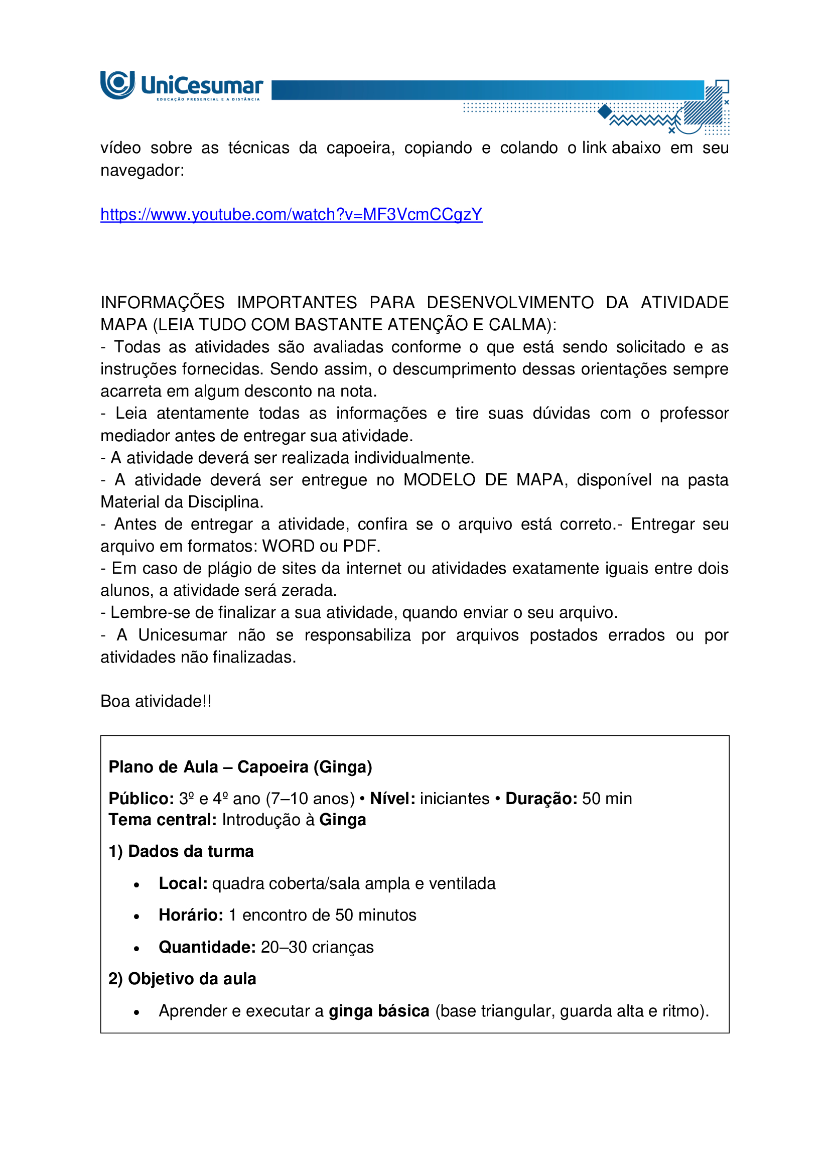 Resposta Mapa Capoeira para você usar como exemplo