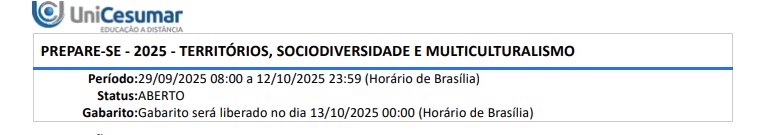 RESPOSTA DO PREPARE-SE - 2025 - TERRITÓRIOS, SOCIODIVERSIDADE E MULTICULTURALISMO 1ª QUESTÃO Ao longo da história do Brasil, tivemos a construção de 7 Constituições, de acordo com a linha do tempo a seguir: Fonte: O autor, 2024. Sobre a Constituição de 1988, intitulada a Constituição Cidadã, analise as asserções e a relação proposta entre elas: I. A Constituição de 1988 é considerada um marco na promoção da diversidade cultural no Brasil. PORQUE II. Ela garantiu direitos fundamentais às populações indígenas e quilombolas, reconhecendo sua existência e a proteção de seus territórios tradicionais. Está correto o que se afirma em: ALTERNATIVAS a) As asserções I e II são proposições verdadeiras, e a II é uma justificativa correta da I. b) A asserção I é uma proposição falsa, e a II é uma proposição verdadeira. c) As asserções I e II são proposições verdadeiras, mas a II não é uma justificativa correta da I. d) A asserção I é uma proposição verdadeira, e a II é uma proposição falsa. e) As asserções I e II são proposições falsas. Resposta: a) Comentário: A CF/88 é apelidada de “Constituição Cidadã” por ampliar direitos e reconhecer a diversidade. O art. 231 protege os direitos e as terras tradicionalmente ocupadas pelos povos indígenas; o art. 68 do ADCT reconhece as terras das comunidades remanescentes de quilombos. Portanto, a garantia desses direitos (II) explica por que ela é marco de promoção da diversidade (I). ________________________________________ 2ª QUESTÃO Leia os textos a seguir: Texto I Os quilombolas são descendentes de africanos escravizados que formaram comunidades autônomas no Brasil durante o período colonial e imperial. Essas comunidades, conhecidas como quilombos, eram estabelecimentos que buscavam resistir à opressão e à escravidão, promovendo a preservação de sua cultura e autonomia. A Constituição Federal de 1988 reconheceu e garantiu direitos territoriais aos quilombolas, incluindo a proteção de suas terras tradicionais e a promoção de políticas públicas voltadas para o desenvolvimento sustentável dessas comunidades. Texto II Em uma pequena cidade do interior do Brasil, existe uma comunidade quilombola que foi reconhecida oficialmente após a promulgação da Constituição de 1988. Nos últimos anos, a comunidade tem enfrentado pressões de empresas que desejam explorar recursos naturais em suas terras tradicionais. Apesar de alguns membros da comunidade estarem interessados em possíveis benefícios econômicos, a maioria está preocupada com a preservação de sua cultura e autonomia, além do impacto ambiental que a exploração poderia causar. Com base no caso apresentado e no excerto sobre os quilombolas, qual das alternativas a seguir representa a melhor ação para a comunidade quilombola, de acordo com os direitos garantidos pela Constituição Federal de 1988? ALTERNATIVAS a) A comunidade deve solicitar ao governo a desapropriação de suas terras para que as empresas possam explorar os recursos naturais sem obstáculos. b) A comunidade deve permitir a exploração dos recursos naturais em troca de promessas de investimentos futuros, sem garantias formais. c) A comunidade deve abandonar suas terras tradicionais e se realocar em áreas urbanas para facilitar o acesso a serviços públicos e oportunidades de emprego. d) A comunidade deve reivindicar seus direitos constitucionais de proteção das terras tradicionais e buscar o apoio do governo para desenvolver políticas públicas de preservação cultural e desenvolvimento sustentável. e) A comunidade deve aceitar a proposta das empresas, pois o desenvolvimento econômico é mais importante do que a preservação cultural. Resposta: d) Comentário: A CF/88 assegura a proteção das terras tradicionais e políticas de desenvolvimento que respeitem a cultura quilombola. A alternativa (d) materializa esses direitos; as demais negam ou relativizam garantias constitucionais. ________________________________________ 3ª QUESTÃO Leia o excerto de texto a seguir: O território ... é um espaço onde se projetou um trabalho, seja energia ou informação, e que, por consequência, revela relações marcadas pelo poder. O espaço é a "prisão original"; o território é a prisão que os homens constroem para si. Fonte: RAFFESTIN, C. Por uma geografia do poder. Tradução de Maria Cecília França. São Paulo: Ática, 1983, p. 143-144. A partir do excerto de texto e de suas noções de território, considere as asserções e a relação proposta entre elas: I. O conceito de território está diretamente ligado ao exercício de poder. PORQUE II. Territórios são construídos e definidos por relações de poder, nas quais atores sociais e políticos controlam e influenciam o espaço. Acerca dessas asserções, é correto afirmar que: ALTERNATIVAS a) As asserções I e II são proposições verdadeiras, mas a II não é uma justificativa correta da I. b) A asserção I é uma proposição verdadeira, e a II é uma proposição falsa. c) As asserções I e II são proposições falsas. d) As asserções I e II são proposições verdadeiras, e a II é uma justificativa correta da I. e) A asserção I é uma proposição falsa, e a II é uma proposição verdadeira. Resposta: d) Comentário: Em Raffestin, território = espaço apropriado sob relações de poder. Logo, I é verdadeira e II detalha o porquê: a territorialização resulta da ação de atores que controlam/organizam o espaço. ________________________________________ 4ª QUESTÃO Leia o excerto de texto a seguir: (O texto descreve a organização do MST, seus objetivos, estrutura participativa e paridade de gênero.) A partir do excerto do texto, o Movimento dos Trabalhadores Rurais Sem Terra (MST) tem como objetivos: I. Articular e organizar os trabalhadores rurais e a sociedade para conquistar a Reforma Agrária e um Projeto Popular para o Brasil. II. Garantir a participação das mulheres, sempre com dois coordenadores/as, um homem e uma mulher. III. A remoção de populações indígenas de seus territórios. IV. Organizar-se em um movimento de estrutura participativa e democrática para tomar as decisões no MST. É correto o que se afirma apenas em: ALTERNATIVAS a) I, II e IV, apenas. b) II, III e IV, apenas. c) I e IV, apenas. d) I e II, apenas. e) II e III, apenas. Resposta: a) Comentário: O MST defende Reforma Agrária, gestão democrática e paridade de gênero. Não há pauta de remoção de povos indígenas (III é falsa). Corretas: I, II e IV. ________________________________________ 5ª QUESTÃO Considere os textos apresentados a seguir: Texto I – (síntese do multiculturalismo crítico, com ênfase em justiça social e convivência democrática entre diferenças). Texto II – (caso urbano em que, apesar de ações culturais, persistem conflitos e falta de cooperação). Com base no excerto e no caso apresentado, qual das alternativas a seguir melhor reflete a abordagem crítica do Multiculturalismo ao lidar com a diversidade cultural urbana? ALTERNATIVAS a) Imposição de práticas de minorias sobre a maioria. b) Adoção de estratégias que considerem particularidades, promovendo diálogo e justiça social para convivência harmoniosa. c) Ignorar diferenças e promover identidade uniforme. d) Aceitação passiva das diferenças, sem ações práticas. e) Promoção de cultura dominante, limitando minorias. Resposta: b) Comentário: O multiculturalismo crítico enfrenta assimetrias e propõe diálogo, reconhecimento e justiça social — exatamente o que (b) descreve. As demais alternativas reforçam imposições ou apagamentos culturais. ________________________________________ 6ª QUESTÃO Considere o excerto de texto a seguir: (O texto de Gersem Luciano Baniwa propõe compreender o processo histórico recente, as estratégias de resistência e as dimensões políticas/administrativas das organizações indígenas no Brasil.) Com base no excerto de texto, qual das seguintes afirmações reflete corretamente o objetivo principal de Gersem Luciano Baniwa sobre os movimentos e políticas indígenas no Brasil contemporâneo? ALTERNATIVAS a) Manual jurídico detalhado. b) Ênfase em acordos internacionais. c) Visão cultural sem questões políticas. d) Analisar estratégias de resistência e dimensões políticas/administrativas para entender contexto atual e perspectivas. e) Descrever eventos históricos específicos de criação das organizações. Resposta: d) Comentário: Baniwa oferece análise crítica das estratégias de resistência e das dimensões políticas e administrativas das organizações indígenas para interpretar o presente e seus horizontes. ________________________________________ 7ª QUESTÃO Veja o diagrama a seguir: Fonte: O autor, 2024. O conceito de "Estado-nação" é central na discussão sobre organização política e identidade cultural. Neste sentido, a melhor afirmação que descreve esse conceito de Estado-nação, é: ALTERNATIVAS a) A soberania exercida por um Estado, sobre um território habitado por uma população culturalmente homogênea, que compartilha uma identidade comum. b) Um Estado que agrupa várias nações independentes, cada uma mantendo soberania. c) Divisão interna por culturas com igualdade administrativa. d) União de diferentes nações sem qualquer necessidade de homogeneidade cultural. e) Entidade que integra diferentes culturas respeitando identidades distintas dentro de um Estado. Resposta: a) Comentário: Estado-nação (concepção clássica) = Estado soberano + território + população com identidade/cultura comum (ainda que, na prática, a homogeneidade seja relativa). ________________________________________ 8ª QUESTÃO Conforme o Censo Demográfico 2022, o Brasil possui uma rica diversidade de grupos indígenas. O texto destaca que: "A população indígena do Brasil é estimada em cerca de 1,7 milhão de pessoas, distribuídas principalmente nas regiões Norte e Centro-Oeste, onde se localiza a maior concentração de terras indígenas." Fonte: IBGE, 2024. Com base nesse excerto e nos dados do Censo, é correto afirmar que: ALTERNATIVAS a) A Região Sul concentra boa parte da população indígena. b) A população indígena é predominantemente monolíngue em português. c) A maioria reside em áreas urbanas. d) O Nordeste apresenta a maior diversidade de etnias. e) Norte e Centro-Oeste concentram a maior parte da população indígena, refletindo a presença de terras indígenas e preservação de comunidades. Resposta: e) Comentário: Os dados do IBGE indicam maior concentração de população e terras indígenas nas regiões Norte e Centro-Oeste, coerente com áreas de maior preservação territorial. ________________________________________ 9ª QUESTÃO Leia o excerto de texto a seguir: (Espaço e território não são equivalentes; o território resulta da apropriação de um espaço por um ator, sendo o espaço anterior ao território.) Fonte: RAFFESTIN, 1983, p. 143. Com base no excerto, considere as afirmativas a seguir: I. Espaço e território são conceitos equivalentes, usados de forma intercambiável. II. O território é uma formação resultante da ação de um ator sintagmático, que se apropria de um espaço, seja de forma concreta ou abstrata. III. O espaço é anterior ao território, sendo este último um espaço transformado e modificado por redes, circuitos e fluxos estabelecidos por atores sociais. ALTERNATIVAS a) II apenas. b) II, e III, apenas. c) III, apenas. d) I e III, apenas. e) I, II e III. Resposta: b) Comentário: Em Raffestin, I é falsa; já II e III traduzem a ideia de territorialização: atores se apropriam do espaço e o transformam por redes/fluxos, produzindo o território. ________________________________________ 10ª QUESTÃO Considere o excerto de texto a seguir: O dia 18 de novembro de 2015 foi um marco na história da igualdade racial no Brasil. Milhares de mulheres negras, quilombolas, indígenas e yalorixás abriram a primeira edição da Marcha das Mulheres Negras, em Brasília, e denunciaram na capital federal a intolerância religiosa e o racismo. Fonte: CUT BRASIL, 2016. O movimento das Mulheres Negras no Brasil é caracterizado por sua luta: I. Pela igualdade de gênero. II. Contra as múltiplas formas de opressão que as mulheres negras enfrentam. III. Pela criação de um espaço exclusivo para mulheres negras no governo. IV. Pela substituição das lideranças masculinas em movimentos sociais. É correto o que se afirma apenas em: ALTERNATIVAS a) I, II e III, apenas. b) II, III e IV, apenas. c) II, apenas. d) I e II, apenas. e) II e IV, apenas. Resposta: d) Comentário: O movimento pauta igualdade de gênero e o enfrentamento interseccional de racismo/sexismo e outras opressões (I e II). As proposições III e IV não representam bandeiras gerais do movimento.