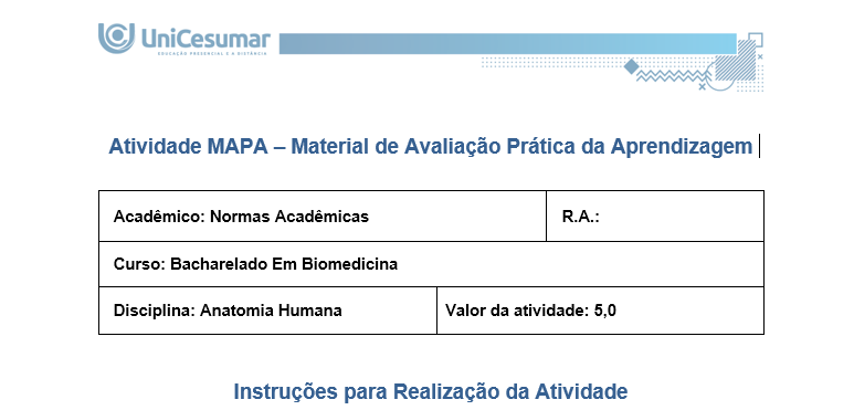 Atividade MAPA – Material de Avaliação Prática da Aprendizagem Acadêmico: Normas Acadêmicas R.A.: Curso: Bacharelado Em Biomedicina Disciplina: Anatomia Humana Valor da atividade: 5,0 Instruções para Realização da Atividade 1. Todos os campos acima deverão ser devidamente preenchidos; 2. É obrigatório a utilização deste formulário para a realização da Atividade MAPA; 3. Esta é uma atividade individual. Caso identificado cópia de colegas, o trabalho de ambos sofrerá decréscimo de nota; 4. Utilizando este formulário, realize sua atividade, salve em seu computador, renomeie de forma clara, e envie em forma de anexo; 5. O Formulário Padrão MAPA deverá ser encaminhado para correção, por meio do Studeo, em formato WORD ou PDF. 6. Critérios de avaliação: Utilização deste formulário; Atendimento ao Tema; Constituição dos argumentos e organização das ideias. 7. Procure argumentar de forma clara e objetiva, de acordo com o conteúdo da disciplina. 8. Antes de clicar em Finalizar no Studeo, certifique-se de que está enviando o arquivo correto, pois, após a finalização, não será possível substituí-lo ou modificá-lo. 9. Lembre-se de incluir todas as referências utilizadas na elaboração das respostas da atividade. Em caso de dúvidas, entre em contato com seu Professor Mediador. Bons estudos! Olá, estudante! Nesta atividade MAPA, será apresentado um caso clínico de grande relevância para a prática clínica. Leia atentamente a situação e responda às questões propostas a seguir: João 59 anos, fumante e hipertenso, apresenta dor torácica em forte pressão há cerca de duas horas, acompanhada de dispneia e palpitações após esforço físico. A dor é descrita como opressiva, “como se algo muito pesado estivesse sobre o peito”, com irradiação para o braço esquerdo. Exames complementares mostram: Eletrocardiograma (ECG): elevação do segmento ST. Exame de imagem: evidenciou área de necrose localizada na parede anterior do ventrículo esquerdo, indicando uma obstrução de uma importante artéria que faz a irrigação do músculo cardíaco. Questões: 1. Descreva a vascularização cardíaca, indicando as principais artérias coronárias e suas áreas de irrigação. 1. Coronária Esquerda (ACE) - Origem: Seio de Valsalva esquerdo. Divide-se em: - Descendente Anterior (DA): irriga a frente do ventrículo esquerdo, parte anterior do septo e o ápice. - Infarto típico: parede anterior (derivações V1–V4). - Circunflexa: irriga a lateral do ventrículo esquerdo e o átrio esquerdo. - Infarto típico: parede lateral (DI, aVL, V5–V6). 2. Coronária Direita (ACD) - Origem: Seio de Valsalva direito. - Ramos: marginal direita e interventricular posterior (em dominância direita). - Irriga: átrio e ventrículo direitos, parte inferior do ventrículo esquerdo e o sistema de condução elétrica. - Infarto típico: parede inferior, com risco de bradicardia e bloqueios AV. João apresenta sinais de infarto anterior, com elevação do ST nas derivações V1–V4, indicando obstrução da artéria descendente anterior - uma lesão crítica que afeta grande parte do ventrículo esquerdo. 2. Considerando a região cardíaca comprometida, qual artéria coronária foi provavelmente obstruída no caso do paciente? Com base no quadro clínico e nos exames, a artéria provavelmente obstruída é a artéria descendente anterior (ADA), ramo da coronária esquerda. Ela irriga a parede anterior do ventrículo esquerdo, o septo interventricular e o ápice do coração. Sua obstrução causa infartos extensos e graves, com risco elevado de insuficiência cardíaca, arritmias e morte súbita. 3. Quais estruturas anatômicas adicionais (além do ventrículo esquerdo) podem ser prejudicadas em uma obstrução dessa artéria? Obstrução da Artéria Descendente Anterior (ADA): Estruturas Afetadas A ADA irriga áreas importantes do coração. Quando há obstrução, podem ser comprometidas: - Septo interventricular (parte anterior): pode causar problemas no sistema elétrico do coração, como arritmias e bloqueios. - Ápice do coração: afeta a força de contração dos ventrículos. - Parte anterior do ventrículo direito: pode ser atingida em infartos mais extensos. - Sistema de condução cardíaco: risco de distúrbios no ritmo cardíaco. - Ramos septais e diagonais: irrigam o septo e a parede lateral do ventrículo esquerdo; se afetados, aumentam a área de necrose. Impacto Clínico - Obstrução proximal: lesão extensa, maior risco de morte. - Obstrução distal: lesão menor, mas ainda pode causar problemas importantes. 4. Caso a necrose tivesse sido observada na parede posterior do ventrículo direito do coração, qual artéria você suspeitaria estar obstruída? Principal suspeita: Artéria Coronária Direita (ACD) - Irriga o ventrículo direito, parede inferior e posterior do ventrículo esquerdo, além do sistema de condução. - Obstruções próximas à origem podem afetar também a parede posterior do ventrículo direito. Alternativa anatômica: Artéria Circunflexa - Em cerca de 15% das pessoas, ela é dominante e pode irrigar a parede posterior. Diagnóstico no ECG: - Pode ser difícil de identificar. - Alterações podem aparecer como reflexos em V1–V3 ou exigir derivações posteriores (V7–V9). 5. Explique por que o tabagismo e a hipertensão são considerados fatores de risco anatômicos e fisiológicos para o infarto do miocárdio. Tabagismo: Impactos no Coração Fisiológicos: - Aumento da agregação plaquetária: facilita a formação de coágulos que podem obstruir artérias coronárias. - Redução do oxigênio no sangue: o monóxido de carbono compete com o oxigênio na hemoglobina, diminuindo a oxigenação do miocárdio. - Estímulo ao sistema nervoso simpático: eleva a frequência cardíaca e a pressão arterial, aumentando a demanda de oxigênio pelo coração. Anatômicos: - Lesão endotelial: substâncias tóxicas do cigarro danificam o endotélio das artérias, favorecendo a aterosclerose. - Aterosclerose acelerada: depósitos de gordura se acumulam nas paredes das artérias coronárias, estreitando o lúmen e predispondo à obstrução. Hipertensão Arterial: Impactos no Coração Fisiológicos: - Sobrecarga hemodinâmica: o coração precisa bombear contra uma pressão maior, aumentando o esforço cardíaco. - Hipertrofia ventricular esquerda: o músculo cardíaco se espessa para compensar, mas isso reduz a eficiência e aumenta o risco de isquemia. Anatômicos: - Lesão crônica do endotélio: a pressão elevada danifica a parede dos vasos, facilitando a formação de placas ateroscleróticas. - Rigidez arterial: as artérias perdem elasticidade, dificultando o fluxo sanguíneo e aumentando o risco de ruptura ou obstrução. Ambos os fatores atuam para comprometer a irrigação do miocárdio. O tabagismo acelera a formação de placas e coágulos, enquanto a hipertensão aumenta a pressão sobre essas artérias já fragilizadas. Como resultado, maior risco de infarto agudo do miocárdio. Referências: ARTÉRIAS Coronárias: Guia Completo de Anatomia, Irrigação e Relação com o Infarto. ResumeAi Concursos, 2025. Disponível em: https://www.resumosmedicina.com.br/blog/arterias-coronarias-guia-completo-de-anatomia-irrigacao-e-relacao-com-o-infarto. Acesso em: 2 out. 2025. BARBOSA, Carmem Patrícia. Anatomia Humana. Maringá - PR: Unicesumar, 2021. BRASIL. Ministério da Saúde. Tabagismo e dislipidemia: prevenção dos fatores de riscos para pessoas com hipertensão e diabetes. Gov.br, 2022. Disponível em: https://www.gov.br/saude/pt-br/assuntos/saude-brasil/eu-quero-parar-de-fumar/noticias/2022/tabagismo-e-dislipidemia-prevencao-dos-fatores-de-riscos-para-pessoas-com-hipertensao-e-diabetes. Acesso em: 2 out. 2025. CARVALHO, F. L. O. et al. Estruturas Anatômicas Afetadas no Infarto Agudo Do Miocárdio. Revista Saúde em Foco, n. 11, 2019. Disponível em: file:///C:/Users/WIN10/AppData/Local/Microsoft/Windows/INetCache/IE/HO8YP0N5/061_ESTRUTURAS-ANAT%C3%94MICAS-AFETADAS-NO-INFARTO-AGUDO-DO-MIOC%C3%81RDIO_698_a_706[1].pdf. Acesso em: 2 out. 2025. CONSIDERAÇÕES Eletrocardiograficas Sobre A Cardiopatia Isquêmica. MISODOR, 2011. Disponível em: https://www.misodor.com.br/CESCI.php. Acesso em: 2 out. 2025.