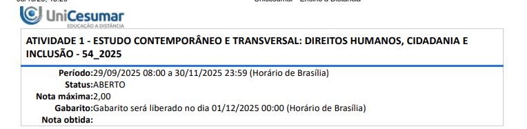 1ª QUESTÃO As relações humanas constituem, em sua essência, os alicerces da coesão social e da interconexão entre os indivíduos, percorrendo um processo de amadurecimento pessoal do “Eu” até alcançar a vivência plena no coletivo, no âmbito de uma sociedade fundamentada no “Nós”. Fonte: GENOVA, J. de; NETTO, A. P. Estudo contemporâneo e transversal: direitos humanos, cidadania e inclusão. Florianópolis: Arqué, 2025. Com base nas informações apresentadas, avalie as asserções a seguir e a relação proposta entre elas: I. As relações humanas prejudicam a coesão social e enfraquecem a interconexão entre os indivíduos. PORQUE II. As relações humanas contribuem para o amadurecimento pessoal, permitindo ao indivíduo vivenciar plenamente o coletivo no âmbito social. A respeito dessas asserções, assinale a alternativa correta: ALTERNATIVAS a) As asserções I e II são proposições verdadeiras, e a II é uma justificativa correta da I. b) As asserções I e II são proposições verdadeiras, mas a II não é uma justificativa correta da I. c) A asserção I é uma proposição verdadeira e a II é uma proposição falsa. d) A asserção I é uma proposição falsa e a II é uma proposição verdadeira. e) As asserções I e II são proposições falsas. 2ª QUESTÃO Conforme Geaquinto (2010), a ampliação do conceito de cidadania na sociedade moderna está intrinsecamente vinculada à participação política dos indivíduos, que se configura não apenas como um direito inerente a eles, mas também impõe ao Estado o dever de garantir condições mínimas adequadas para o pleno exercício desse direito. Fonte: GENOVA, J. de; NETTO, A. P. Estudo contemporâneo e transversal: direitos humanos, cidadania e inclusão. Florianópolis: Arqué, 2025. Quanto à relação entre o conceito ampliado de cidadania e o papel do Estado na garantia das condições para a participação política dos indivíduos, analise as afirmativas a seguir: I. A cidadania envolve o direito dos indivíduos à participação política. II. O Estado possui o dever de oferecer condições mínimas para o exercício desse direito. III. As condições adequadas garantidas pelo Estado fortalecem a efetividade da cidadania. IV. Os direitos políticos ampliados demandam o compromisso estatal com a inclusão social. É correto o que se afirma em: ALTERNATIVAS a) I, apenas. b) II e IV, apenas. c) III e IV, apenas. d) I, II e III, apenas. e) I, II, III e IV. 3ª QUESTÃO Enquanto cidadão global, cumpre-lhe questionar a própria existência, suas contribuições e a forma de convivência em sociedade, de modo a fortalecer, de forma contínua, todos os aspectos inerentes aos direitos humanos e ao pleno exercício da cidadania. Dessa forma, contribui-se para a formação integral do ser humano, possibilitando o encerramento de seu ciclo evolutivo e a edificação de sólidas bases para a construção de um futuro pautado na dignidade, na justiça e na promoção do bem comum. Fonte: GENOVA, J. de; NETTO, A. P. Estudo contemporâneo e transversal: direitos humanos, cidadania e inclusão. Florianópolis: Arqué, 2025. Com base nas informações apresentadas, avalie as asserções a seguir e a relação proposta entre elas: I. O fortalecimento dos direitos humanos e da cidadania contribui para a formação integral do ser humano, visando a construção de um futuro pautado na dignidade e na promoção do bem comum. PORQUE II. O questionamento sobre a própria existência e as contribuições individuais em sociedade são irrelevantes com a relação de fortalecimento dos direitos humanos e da cidadania. A respeito dessas asserções, assinale a alternativa correta: ALTERNATIVAS a) As asserções I e II são proposições verdadeiras, e a II é uma justificativa correta da I. b) As asserções I e II são proposições verdadeiras, mas a II não é uma justificativa correta da I. c) A asserção I é uma proposição verdadeira e a II é uma proposição falsa. d) A asserção I é uma proposição falsa e a II é uma proposição verdadeira. e) As asserções I e II são proposições falsas. 4ª QUESTÃO A dignidade da pessoa humana, elemento essencial da existência, compreende tanto o valor intrínseco do indivíduo quanto o reconhecimento desse valor por parte da coletividade. É a partir desse princípio que os indivíduos desenvolvem senso de autorrespeito, autonomia e consciência de seu valor, ao mesmo tempo em que reconhecem a dignidade inerente a cada ser humano. Ao reconhecer a natureza universal da dignidade, cria-se um ambiente pautado no respeito, na justiça e na igualdade, favorecendo relações humanas significativas e construtivas para toda a sociedade. Fonte: GENOVA, J. de; NETTO, A. P. Estudo contemporâneo e transversal: direitos humanos, cidadania e inclusão. Florianópolis: Arqué, 2025. Com base nas informações apresentadas, avalie as asserções a seguir e a relação proposta entre elas: I. O valor da dignidade humana restringe-se ao indivíduo, sem relação com a construção de um ambiente de justiça e respeito na sociedade. PORQUE II. A ausência de respeito e justiça fortalece as relações humanas e promove uma sociedade igualitária. A respeito dessas asserções, assinale a alternativa correta: ALTERNATIVAS a) As asserções I e II são proposições verdadeiras, e a II é uma justificativa correta da I. b) As asserções I e II são proposições verdadeiras, mas a II não é uma justificativa correta da I. c) A asserção I é uma proposição verdadeira e a II é uma proposição falsa. d) A asserção I é uma proposição falsa e a II é uma proposição verdadeira. e) As asserções I e II são proposições falsas. 5ª QUESTÃO Em diversas situações, determinadas práticas e costumes de um povo podem causar estranhamento ou repulsa a pessoas de outras culturas, embora sejam consideradas usuais e legítimas para aquela comunidade local. Nesse sentido, torna-se necessário reconhecer que a divergência com relação a determinadas práticas, ainda que pessoalmente inaceitáveis, não implica, por si só, em sua incorreção, considerando que a humanidade se constitui pela pluralidade de pensamentos, preferências, credos, culturas e etnias, elementos que devem ser respeitados no convívio social. Fonte: GENOVA, J. de; PIERITZ NETTO, A. Estudo contemporâneo e transversal: direitos humanos, cidadania e inclusão. Florianópolis: Arqué, 2025. Com base na importância da diversidade cultural e no respeito às diferentes práticas e costumes, assinale a alternativa correta: ALTERNATIVAS a) A diversidade de pensamentos, credos, culturas e etnias constitui elemento essencial para o convívio respeitoso entre diferentes povos. b) A pluralidade cultural impede o respeito entre grupos que possuem costumes distintos. c) O estranhamento com relação a práticas de outros povos indica a necessidade de uniformização cultural. d) A divergência de opiniões com relação a costumes locais revela erro nos hábitos de cada povo. e) A presença de etnias e religiões distintas enfraquece a convivência pacífica entre diferentes comunidades. 6ª QUESTÃO Cada adversidade enfrentada pela sociedade constituiu-se em relevante estímulo para a reflexão e o trabalho voltados ao seu progresso. Exemplificam tal afirmativa a Revolução Francesa, a pandemia da Peste Negra e as Primeira e Segunda Guerras Mundiais, eventos que, embora tenham ocasionado significativas perdas humanas e sociais, impulsionaram transformações e avanços que contribuíram para a evolução das instituições e para o aprimoramento das relações sociais ao longo do tempo. Fonte: GENOVA, J. de; PIERITZ NETTO, A. Estudo contemporâneo e transversal: direitos humanos, cidadania e inclusão. Florianópolis: Arqué, 2025. Conforme a relação entre as adversidades vividas pela sociedade e o processo de evolução histórica, assinale a alternativa correta: ALTERNATIVAS a) A Revolução Francesa ocorreu em meio a um período de tranquilidade econômica e harmonia política, desvinculada de adversidades sociais. b) As dificuldades vivenciadas em determinados períodos históricos impulsionaram reflexões e transformações que contribuíram para o progresso social. c) A pandemia da Peste Negra resultou em estabilidade na organização social e econômica europeia. d) As Guerras Mundiais trouxeram perdas materiais e humanas, sem gerar transformações sociais ou institucionais. e) As transformações históricas apresentam ausência de conexão com adversidades vivenciadas pela coletividade em diferentes períodos. 7ª QUESTÃO A construção dos direitos humanos resultou de um processo histórico marcado por conquistas progressivas, mediante as quais se definiram direitos e deveres recíprocos entre as pessoas, permitindo que estas se tornassem cidadãs comprometidas com a edificação de uma sociedade mais justa, pautada na dignidade individual e familiar. Fonte: GENOVA, J. de; NETTO, A. P. Estudo contemporâneo e transversal: direitos humanos, cidadania e inclusão. Florianópolis: Arqué, 2025. Quanto à formação histórica dos direitos humanos e sua relação com a cidadania e a dignidade individual e familiar na construção de uma sociedade mais justa, analise as afirmativas a seguir: I. O reconhecimento de direitos fortalece a cidadania. II. As conquistas históricas ampliam a dignidade das pessoas. III. Os direitos humanos definem deveres recíprocos entre os indivíduos. IV. As pessoas só se tornam cidadãs quando possuem poder econômico, sem necessidade de direitos e deveres para viver com dignidade ou construir uma sociedade justa. É correto o que se afirma em: ALTERNATIVAS a) I, apenas. b) II e IV, apenas. c) III e IV, apenas. d) I, II e III, apenas. e) I, II, III e IV. 8ª QUESTÃO O “Nós” relaciona-se também aos outros, sendo os direitos a referência que a sociedade, de modo geral, deve observar. Nos contextos contemporâneos, o “Nós” conecta-se ainda às transformações que vivenciamos, como o avanço das inteligências artificiais, as viagens espaciais e o desenvolvimento de veículos aéreos individuais. Fonte: GENOVA, J. de; NETTO, A. P. Estudo contemporâneo e transversal: direitos humanos, cidadania e inclusão. Florianópolis: Arqué, 2025. No que apresenta a relação entre o “Nós”, os direitos que orientam a sociedade e os desafios contemporâneos, como inteligência artificial e avanços tecnológicos, no processo de convivência coletiva, analise as afirmativas a seguir: I. O “Nós” relaciona-se aos outros na construção de convivência respeitosa. II. Os avanços tecnológicos dispensam a reflexão sobre o “Nós” e os direitos na sociedade atual. III. O “Nós” se afasta dos direitos quando surgem tecnologias como inteligência artificial e viagens espaciais. IV. As transformações, como inteligência artificial e viagens espaciais, reforçam a importância dos direitos como base para o “Nós” na sociedade contemporânea. É correto o que se afirma em: ALTERNATIVAS a) I e IV, apenas. b) II e III, apenas. c) III e IV, apenas. d) I, II e III, apenas. e) II, III e IV, apenas. 9ª QUESTÃO As relações humanas constituem, em sua essência, os alicerces da coesão social e da interconexão entre os indivíduos, percorrendo um processo de amadurecimento pessoal do “Eu” até alcançar a vivência plena no coletivo, no âmbito de uma sociedade fundamentada no “Nós”. Fonte: GENOVA, J. de; NETTO, A. P. Estudo contemporâneo e transversal: direitos humanos, cidadania e inclusão. Florianópolis: Arqué, 2025. Com base nas informações apresentadas, avalie as asserções a seguir e a relação proposta entre elas: I. As relações humanas prejudicam a coesão social e enfraquecem a interconexão entre os indivíduos. PORQUE II. As relações humanas contribuem para o amadurecimento pessoal, permitindo ao indivíduo vivenciar plenamente o coletivo no âmbito social. A respeito dessas asserções, assinale a alternativa correta: ALTERNATIVAS a) As asserções I e II são proposições verdadeiras, e a II é uma justificativa correta da I. b) As asserções I e II são proposições verdadeiras, mas a II não é uma justificativa correta da I. c) A asserção I é uma proposição verdadeira e a II é uma proposição falsa. d) A asserção I é uma proposição falsa e a II é uma proposição verdadeira. e) As asserções I e II são proposições falsas. 10ª QUESTÃO Ao integrar todos na coletividade e favorecer a convivência pacífica, o “Nós” evidencia a importância da cidadania na promoção de uma sociedade justa e inclusiva, permitindo compreender, sob uma perspectiva acadêmica, a natureza e a complexa dinâmica das relações humanas. Fonte: GENOVA, J. de; NETTO, A. P. Estudo contemporâneo e transversal: direitos humanos, cidadania e inclusão. Florianópolis: Arqué, 2025. Com base nas informações apresentadas, avalie as asserções a seguir e a relação proposta entre elas: I. O “Nós” integra os indivíduos na coletividade, promovendo a convivência pacífica e fortalecendo a cidadania como fundamento de uma sociedade justa e inclusiva. PORQUE II. Essa integração coletiva permite compreender a complexa dinâmica das relações humanas, evidenciando a importância da cidadania para a construção de um ambiente social harmonioso. A respeito dessas asserções, assinale a alternativa correta: ALTERNATIVAS a) As asserções I e II são proposições verdadeiras, e a II é uma justificativa correta da I. b) As asserções I e II são proposições verdadeiras, mas a II não é uma justificativa correta da I. c) A asserção I é uma proposição verdadeira e a II é uma proposição falsa. d) A asserção I é uma proposição falsa e a II é uma proposição verdadeira. e) As asserções I e II são proposições falsas.
