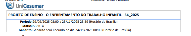 1ª QUESTÃO O Comitê Gestor Nacional do Programa de Combate ao Trabalho Infantil e de Estímulo à Aprendizagem estabeleceu metas relativas à sociedade, interinstitucionais, a serem implementadas na Justiça do Trabalho e de sensibilização/ conscientização de magistrados. Cartilha do Programa de Combate ao Trabalho Infantil e de Estímulo a Aprendizagem, disponível em: https://www.tst.jus.br/documents/2237892/21583082/Programa+de+Trabalho+Infantil++Manual/5b75b6b1-88bc-3dee-2d5b-88c8a77bf3e1> acesso em 18 mai. 2021. Considerando o excerto acima e o material extra, analise as afirmações sobre as metas: I. Elaborar estudos sobre alternativas ao trabalho infantil, divulgando-os à sociedade; II. Criação de comissões, no âmbito dos Tribunais Regionais, para instrumentalizar as ações dos magistrados, na destinação de valores arrecadados em ações coletivas; III. Criar a “Lista Limpa” ou “Lista Nobre” e enaltecer entidades parceiras; IV. Formar grupos de estudo sobre o tema nas Escolas, com horas contadas para a formação complementar. É correto o que se afirma em: ALTERNATIVAS a) I, apenas; b) I e III, apenas; c) I, II e III, apenas; d) II, III e IV, apenas; e) I, II, III e IV. Resposta correta: e) Comentário: As quatro proposições correspondem a metas que cobrem os quatro eixos citados: sociedade (I e III), interinstitucionais/Justiça do Trabalho (II) e sensibilização de magistrados via Escolas Judiciais (IV). ________________________________________ 2ª QUESTÃO O Programa de Combate ao Trabalho Infantil, foi instituído no âmbito da Justiça do Trabalho, com o objetivo de desenvolver, em caráter permanente, ações em prol da erradicação do trabalho infantil no Brasil e da adequada profissionalização do adolescente, nos termos desta Resolução. Cartilha do Programa de Combate ao Trabalho Infantil e de Estímulo a Aprendizagem, disponível em: https://www.tst.jus.br/documents/2237892/21583082/Programa+de+Trabalho+Infantil++Manual/5b75b6b1-88bc-3dee-2d5b-88c8a77bf3e1> acesso em 18 mai. 2021. Considerando o excerto acima e o material extra, as atividades do Programa serão norteadas por quais linhas de atuação, analise as afirmações: I. Diálogo social e institucional: incentivo ao diálogo com a sociedade e com instituições públicas e privadas, notadamente por meio de parcerias voltadas ao cumprimento dos objetivos do Programa; II. Educação para a prevenção: desenvolvimento de ações educativas e pedagógicas em todos os níveis de ensino, diretamente a estudantes, trabalhadores e empresários; III. Estudos e pesquisas: promoção de estudos e pesquisas sobre causas do trabalho infantil no Brasil, e temas conexos, para auxiliar no diagnóstico e no desenvolvimento de ações de prevenção, redução e erradicação dessa chaga social; IV. Eficiência jurisdicional: incentivo à tramitação prioritária dos processos relativos ao trabalho infantil e à profissionalização de adolescentes. É correto o que se afirma em: ALTERNATIVAS a) I, apenas; b) I e III, apenas; c) I, II e III, apenas; d) II, III e IV, apenas; e) I, II, III e IV. Resposta correta: e) Comentário: As quatro linhas de atuação constam do Programa: diálogo social/institucional, educação para prevenção, estudos/pesquisas e eficiência jurisdicional. ________________________________________ 3ª QUESTÃO ” O redesenho do PETI, pactuado em abril de 2014, fortalece o papel de gestão e de articulação da rede de proteção ao prever a realização de Ações Estratégicas para enfrentar o trabalho infantil, os quais são estruturados em cinco eixos” Ações estratégicas do PETI, disponível em: https://acoes-estrategicas-peti.webnode.com/, acesso em 03/05/2021. De acordo com o enunciado, quais são os cinco eixos: ALTERNATIVAS a) Informação e mobilização, Identificação, Proteção social, Apoio e acompanhamento, Monitoramento; b) Informação e mobilização, caracterização, Proteção, Apoio e acompanhamento, Avaliação; c) Mobilização, Identificação, Proteção especial, Apoio e acompanhamento, Monitoramento; d) Informação e mobilização, Identificação, Apoio e acompanhamento, Monitoramento e Avaliação e) Informação, mobilização e Identificação, Proteção social, Acompanhamento, Monitoramento e avaliação. Resposta correta: a) Comentário: O PETI redesenhado organiza-se nesses cinco eixos: informação e mobilização; identificação; proteção social; apoio e acompanhamento; monitoramento. ________________________________________ 4ª QUESTÃO “Considera-se trabalho infantil as diversas atividades de sobrevivência e/ou econômicas desempenhadas por crianças ou adolescentes que tenham idade inferior a 16 anos” (Gomes, Souza e Ribeiro, 2012). Mas o estatuto da criança e do adolescente regulamenta o trabalho na condição de aprendiz e segue as regras da CLT. GOMES, SOUZA E RIBEIRO. O enfrentamento do trabalho infantil na política de assistência social. Encontrão da Educação Social: Maringá,2017 Diante do exposto, qual a idade para o adolescente ingressar como aprendiz no mercado de trabalho: ALTERNATIVAS a) 14 anos; b) 15 anos; c) 18 anos; d) 12 anos; e) 10 anos. Resposta correta: a) Comentário: A CLT e o ECA permitem aprendizagem a partir dos 14 anos (art. 428, CLT; arts. 60 e 62, ECA). ________________________________________ 5ª QUESTÃO Considerando os princípios do Estatuto da Criança e do Adolescente - ECA, que visa garantir as crianças e adolescentes os direitos fundamentais que todo sujeito possui: vida, saúde, liberdade, respeito, dignidade, convivência familiar e comunitária, educação, cultura, esporte, lazer, profissionalização e a proteção contra o trabalho infantil. A Lei n° 10.097/2000, regulamenta trabalho realizado na condição de aprendiz, sendo está a exceção ao que é considerado trabalho infantil. Elaborado pelo professor, 2021. Considerando as informações acima e o material extra, avalie as asserções a seguir e a relação proposta entre elas. I. O Estatuto da Criança e do Adolescente, no artigo 62, considera “ . . . aprendizagem a formação técnico-profissional ministrada segundo as diretrizes e bases da legislação de educação em vigor. PROQUE: II. Tratando-se de uma excepcionalidade, o contrato de aprendizagem não requer algumas condições que assegurem a formação educacional pelo e com o trabalho, por meio de um artifício legal, o trabalho de menores de 16 anos seja explorado. A respeito dessas asserções, assinale a opção correta. ALTERNATIVAS a) As asserções I e II são proposições verdadeiras e a II é uma justificativa correta da I. b) As asserções I e II são proposições verdadeiras, mas a II não é uma justificativa correta da I. c) A asserção I é uma proposição verdadeira e a II é uma proposição falsa. d) A asserção I é uma proposição falsa e a II é uma proposição verdadeira. e) As asserções I e II são proposições falsas. Resposta correta: c) Comentário: A I reproduz o conceito legal de aprendizagem (verdadeira). A II é falsa: o contrato de aprendizagem exige condições protetivas (matrícula e frequência escolar, carga horária e atividades compatíveis, formação técnico-profissional). ________________________________________ 6ª QUESTÃO O Fórum Nacional de Prevenção e Erradicação do Trabalho Infantil – FNPETI, é uma instância autônoma de controle social, legitimado pelos segmentos que o compõem, foi criado em 1994, com o apoio da Organização Internacional do Trabalho - OIT e do Fundo das Nações Unidas para a Infância – UNICEF. Cartilha do Programa de Combate ao Trabalho Infantil e de Estímulo a Aprendizagem, disponível em: https://www.tst.jus.br/documents/2237892/21583082/Programa+de+Trabalho+Infantil++Manual/5b75b6b1-88bc-3dee-2d5b-88c8a77bf3e1> acesso em 18 mai. 2021. Considerando o excerto acima e o material extra, analise as afirmações: I. São membros do Fórum os 27 Fóruns Estaduais de Prevenção e Erradicação do Trabalho Infantil, representantes do governo federal, dos trabalhadores, dos empregadores, entidades da sociedade civil (ONGs), do sistema de Justiça e organismos internacionais (OIT e UNICEF); II. É um espaço democrático, institucionalizado, de discussão de propostas, definição de estratégias e reconstrução de consensos entre governo e sociedade civil sobre a temática do trabalho infantil; III. Coordena a Rede Nacional de Combate ao Trabalho Infantil, formada pelos Fóruns de Erradicação do Trabalho Infantil e Proteção ao Adolescente Trabalhador; IV. O FNPETI tem sede em Brasília, Distrito Federal e no Rio de Janeiro. É correto o que se afirma em: ALTERNATIVAS a) I, apenas; b) I e III, apenas; c) I, II e III, apenas; d) II, III e IV, apenas; e) I, II, III e IV. Resposta correta: c) Comentário: I–III estão de acordo com a descrição institucional do FNPETI. A IV é incorreta: a referência é a Brasília/DF; não há dupla sede Brasília–Rio de Janeiro. ________________________________________ 7ª QUESTÃO A família cadastrada no Programa de Erradicação do Trabalho Infantil – PETI, recebe mensalmente um valor em dinheiro, além de participar de ações socioeducativas, como também visa promover a permanência da criança e/ou adolescente na escola, sendo um dos critérios do programa. Elaborado pelo professor, 2021. Dentre as políticas públicas, em qual delas o PETI faz parte: ALTERNATIVAS a) Assistência Social; b) Saúde; c) Educação; d) Cultura; e) Emprego. Resposta correta: a) Comentário: O PETI integra a Política de Assistência Social, no âmbito do SUAS, articulado a transferência de renda e serviços socioeducativos. ________________________________________ 8ª QUESTÃO De acordo com o Estatuto da Criança e do Adolescente (ECA), em seu artigo nº 60.”É proibido qualquer trabalho a menores de quatorze anos de idade, salvo na condição de aprendiz.” Em 1996 o governo federal criou o Programa de Erradicação do Trabalho Infantil (PETI) considerado um programa de transferência direta de renda, sendo uma estratégia do SUAS para enfrentamento do trabalho infantil atuando frente a três linhas de ação. BRASIL. Lei nº 8.069, de 13 de julho de 1990. Dispõe sobre o Estatuto da Criança e Adolescente e dá outras providências. Disponível em: https://www.planalto.gov.br/ccivil_03/Leis/L8069.htm. Acesso em: 03/05/2021. Diante do exposto, quais são as três linhas de ação do programa: ALTERNATIVAS a) Transferência de renda, Trabalho social com famílias e Serviços socioeducativos; b) Transferência de renda, Trabalho social com crianças e adolescentes e serviços de saúde; c) Trabalho social com famílias, serviços socioeducativos e alimentação escolar; d) Serviços socioeducativos, proteção social e distribuição de cestas básicas; e) Transferência de renda, proteção especial para crianças e adolescentes e serviços socioeducativos. Resposta correta: a) Comentário: As três linhas de ação do PETI são: transferência de renda, trabalho social com famílias e serviços socioeducativos. ________________________________________ 9ª QUESTÃO A Carta de Brasília-DF pela erradicação do Trabalho Infantil foi realizada pelos participantes do 4º Seminário Nacional de Combate ao Trabalho Infantil e de Estímulo à Aprendizagem, promovido pelo Tribunal Superior do Trabalho (TST) e pelo Conselho Superior da Justiça do Trabalho (CSJT), sob a coordenação do Programa de Erradicação do Trabalho Infantil e de Estímulo à Aprendizagem da Justiça do Trabalho (TST-CSJT). Cartilha do Programa de Combate ao Trabalho Infantil e de Estímulo a Aprendizagem, disponível em: https://www.tst.jus.br/documents/2237892/21583082/Programa+de+Trabalho+Infantil++Manual/5b75b6b1-88bc-3dee-2d5b-88c8a77bf3e1> acesso em 18 mai. 2021. Considerando o excerto acima e o material extra referente a Carta, analise as afirmações: I. As crianças e adolescentes que prestam serviços, inclusive para o próprio sustento, afima-se são trabalhadores infantis e não podem ser excluídos das estatísticas, com direito à proteção integral e absolutamente prioritária; II. A meta 8.7 do Objetivo de Desenvolvimento Sustentável (ODS) N. 8, da Organização das Nações Unidas (ONU), que propõe a adoção de medidas eficazes para eliminar imediatamente as piores formas de trabalho infantil e, no mais tardar até 2025 deve ser cumprida; III. A exploração desumana do trabalho precoce que, de 2007 a 2017, matou 236 crianças e adolescentes de5 a 17 anos, mutilou ou causou danos graves à saúde de 24.745 pequenos trabalhadores e, no total, gerou 40.849 notificações de agravos à saúde relacionados ao trabalho deve ser repudiada. IV. Assegurar que o trabalho infantil viola direitos humanos fundamentais e, por conseguinte, deve ser banido do nosso país, pois o futuro de crianças e adolescentes está em nossas mãos. É correto o que se afirma em: ALTERNATIVAS a) I, apenas; b) I e III, apenas; c) I, II e III, apenas; d) II, III e IV, apenas; e) I, II, III e IV. Resposta correta: e) Comentário: A Carta de Brasília reafirma todos esses pontos: reconhecimento e proteção integral, compromisso com a meta 8.7 dos ODS, repúdio aos dados de violência/agravos e a necessidade de banir o trabalho infantil por violar direitos humanos. ________________________________________ 10ª QUESTÃO Até o ano 2000 tínhamos os Objetivos de Desenvolvimento do Milênio - ODM, em 2015 houve um desdobramento surgindo então os Objetivos do Desenvolvimento Sustentável - ODS, que são ações que visam o desenvolvimento e a atitudes sustentáveis, englobando o social, econômico e o ambiental. Vários setores foram e são impactados todos os dias, visando com isso adotar atitudes de responsabilidade social e de sustentabilidade. Elaborado pelo professor, 2021. Desta maneira também o Programa de Erradicação do Trabalho Infantil – PETI, foi redesenhado visando atender aos ODS. Assinale a opção que corresponde ao nome desta nova configuração: ALTERNATIVAS a) Ações Estratégicas do PETI; b) Ações emergenciais do PETI; c) Ações do PETI; d) Ações fiscalizadoras do PETI; e) Ações potencializadoras do PETI. Resposta correta: a) Comentário: O redesenho alinhado aos ODS passou a se chamar Ações Estratégicas do PETI.