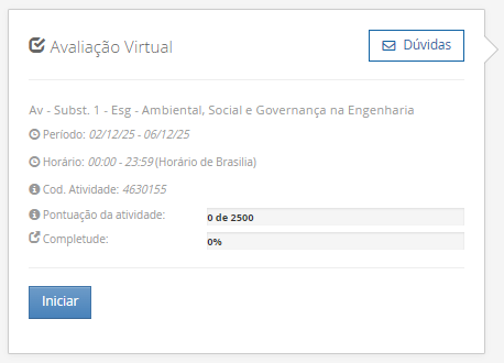 1) Sustentabilidade vem do termo em latim sustentare, que significa, no sentido passivo, sustentar-se, equilibrar-se, conservar-se, manter-se. No sentido ativo da palavra, sustentar significa a ação externa feita para conservar, manter, nutrir, alimentar, fazer prosperar, subsistir, viver. Diante desse contexto, leia o excerto a seguir: “supõe o aumento da eficiência da produção com destaque para recursos permissivos como as fontes fósseis de energia e os recursos delicados e mal distribuídos, como a água e os minerais. Trata-se daquilo que alguns denominam como ecoeficiência, que supõe uma contínua inovação tecnológica que nos leva a sair do ciclo fóssil de energia (carvão, petróleo e gás)”. Assinale a alternativa que corresponda ao modelo de sustentabilidade supracitado: ________________________________________ Alternativas: • a) Sustentabilidade Ambiental. • b) Sustentabilidade Econômica. • c) Sustentabilidade Social. • d) Sustentabilidade Territorial. • e) Sustentabilidade Cultural. 2) O reuso reduz a demanda sobre os mananciais de água devido à substituição da água potável por uma água de qualidade inferior. O reuso de água industrial em larga escala possui o potencial de reduzir drasticamente a demanda de água nas zonas urbanas e resultaria em uma melhor adaptação da população aos períodos de seca, diminuindo a possibilidade de racionamentos para a população. É neste ponto que o conceito de sustentabilidade é colocado em prática. Sobre o reuso de água, leia as afirmativas a seguir: I. Para o reuso de água se faz necessário conhecer o processo de origem do efluente. II. O reuso direto é aquele que pode se reutilizar água a partir de efluentes, esgotos e/ou captações pluviais. III. O reuso indireto é aquele que a água pode ser reutilizada quando se faz um tratamento e é usado na própria planta industrial. IV. A reciclagem interna é quando a água é tratada e captada para ser utilizada novamente. É correto o que se afirma em: ________________________________________ Alternativas: • a) I e II, apenas. • b) II e III, apenas. • c) II e IV, apenas. • d) I, II e III, apenas. • e) I, II, III e IV. 3) Um profissional de Engenharia, pode atuar com projetos que tenham sustentabilidade, como por exemplo, projetos que tenham reuso de água, eficiência enegética, gestão de resíduos, dentre outras práticas. Diante desse contexto, Raquel é uma profissional de engenharia e está propondo um projeto de aproveitamento energético em uma indústria, para mostrar a proposta para a diretoria, ela precisará deixar claro as vantagens e objetivos de projetos sustentáveis. Assinale a alternativa que corresponda a definição de projeto sustentável. ________________________________________ Alternativas: • a) Um projeto sustentável é aquele que tem objetivo de causar menor impacto ambiental. • b) Um projeto sustentável é aquele que visa analisar impactos ambientais e propor medidas mitigadoras. • c) Um projeto sustentável é aquele que leva ao esgotamento dos recursos naturais. • d) Um projeto sustentável é aquele que tem foco em uma entrega única, temporária para criação de um produto ou serviço. • e) Um projeto sustentável é aquele que é customizado para atender a demanda específica de uma empresa e/ou serviço. 4) O conceito de Environmental, Social and Governance (ESG) tem ganhado cada vez mais relevância no mundo corporativo, à medida que empresas buscam adotar práticas sustentáveis e responsáveis em suas operações. No entanto, a implementação eficaz do ESG pode apresentar desafios significativos, juntamente com oportunidades valiosas para as organizações. Empresas engajadas em sustentabilidade, clientes dispostos a pagar mais por serviços/produtos de empresas que seguem esse modelo, interesse de fundos de investimentos, aumento de credibilidade do negócio, oportunidades de negócios. Sobre as oportunidades que o ESG pode trazer para as empresas, leia as afirmativas a seguir: I. A busca por soluções sustentáveis pode trazer a inovação em produtos, serviços e processos, levando a novas oportunidades de crescimento e expansão. II. Na integração do ESG na estratégia de negócios, as empresas podem melhorar sua reputação, reduzir riscos e além de valor de longo prazo para todas as partes interessadas. III. Pode ter os investimentos em tecnologia, treinamento de funcionários e consultoria especializada para implementação de ESG. IV. As organizações que têm ESG implementado, podem ter dificuldades para identificar e mensurar as variáveis relevantes para cada componente do ESG. Considerando o contexto apresentado, é correto APENAS o que se afirma em: ________________________________________ Alternativas: • a) I e II, apenas. • b) II e III, apenas. • c) I e IV, apenas. • d) I, II e III, apenas. • e) I, II, III e IV. 5) A sigla ESG refere-se a três pilares interconectados que norteiam as práticas empresariais responsáveis. O primeiro, "Ambiental", destaca a importância de ações que minimizem os impactos das operações corporativas no meio ambiente, promovendo a conservação dos recursos naturais e a mitigação das mudanças climáticas. O segundo, "Social", abrange a gestão das relações da empresa com seus colaboradores, clientes, comunidades locais e demais partes interessadas, com ênfase na promoção da diversidade, equidade e inclusão. Por fim, o terceiro pilar, "Governança", refere-se à integridade e transparência nas práticas de gestão empresarial, abordando questões éticas, anticorrupção e governança eficaz. Sobre os desafios encontrados na implementação do ESG, leia as afirmativas a seguir: I. A implementação efetiva dessas práticas em ambientes muitas vezes orientados apenas por resultados financeiros de curto prazo. II. Pode acontecer na implantação do ESG a resistência cultural por parte dos colaboradores e da alta gestão. III. Há a necessidade de desenvolver métricas claras e mensuráveis para avaliar o desempenho do ESG. IV. Um dos desafios na implementação do ESG é a possibilidade de construir marcas cada vez mais fortes. Considerando o contexto apresentado, é correto APENAS o que se afirma em: ________________________________________ Alternativas: • a) I e II, apenas. • b) II e III, apenas. • c) I, II e III, apenas. • d) I, II e IV, apenas. • e) I, II, III e IV.