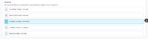 Questão 08 Enunciado: Quais são as três ciências que mais contribuem para o estudo do comportamento do consumidor? Alternativas: A) antropologia, biologia e psicologia; B) filosofia, antropologia e psicologia; C) psicologia, sociologia e antropologia; D) sociologia, teologia e antropologia; E) biologia, psicologia e sociologia. Comentário das alternativas
