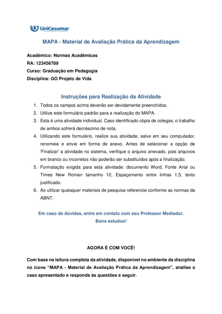 Mapa GO Projeto de Vida com Resposta