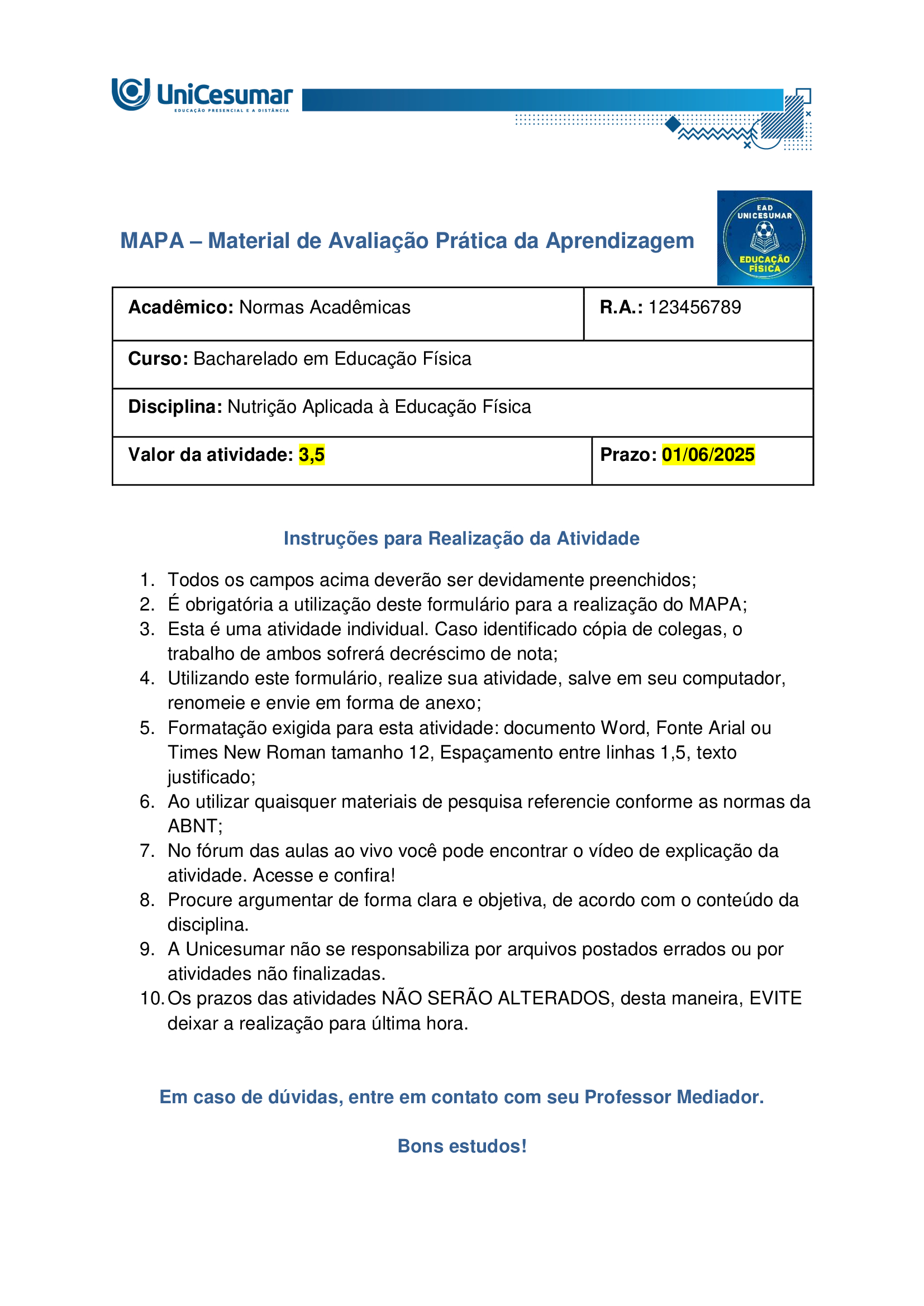 Resposta Mapa Nutrição Aplicada à Educação Física