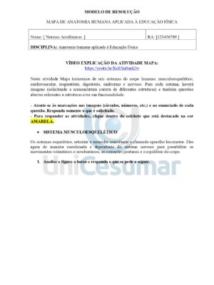 Mapa Anatomia Humana Aplicada à Educação Física