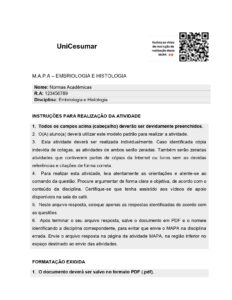 Mapa Embriologia e Histologia