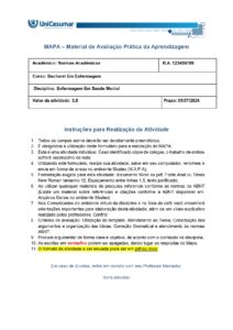 Situação-problema: Você é enfermeiro atuante no Sistema Único de Saúde (SUS) e foi convidado a participar de uma assembleia intersetorial envolvendo representantes dos poderes Executivo, Legislativo e Judiciário, com o objetivo de apresentar e discutir a organização e o funcionamento da Rede de Atenção Psicossocial (RAPS) no território. Considerando a importância do conhecimento técnico-científico e da atuação do enfermeiro na organização da rede de cuidados em saúde mental, faz-se necessário demonstrar domínio sobre os principais dispositivos que compõem a RAPS, bem como suas estratégias de funcionamento e articulação entre os serviços. Diante desse contexto, responda às questões a seguir: CITAR e EXPLICAR três características fundamentais do Consultório na Rua. RESPONDA AQUI CITAR, EXPLICAR as características e a disponibilidade por número de habitantes de 4 tipos de Centro de Atenção Psicossocial (CAPS). RESPONDA AQUI ELABORAR um infográfico que represente a estrutura da Rede de Atenção Psicossocial (RAPS). RESPONDA AQUI Utilizar as informações do Ministério da Saúde disponíveis em: https://www.gov.br/saude/pt-br/composicao/saes/desmad/raps