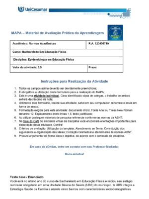 Mapa Epidemiologia em Educação Física