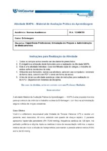 Mapa Experiência Profissional, Simulação do Preparo e Administração de Medicamentos