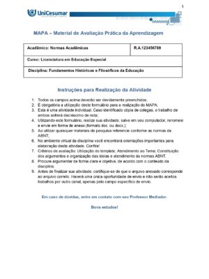 Mapa Fundamentos Históricos e Filosóficos da Educação