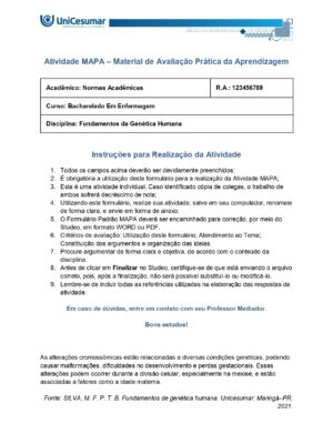 Mapa Fundamentos da Genética Humana