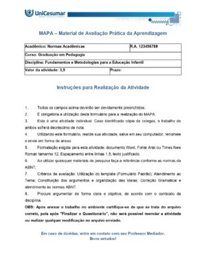 Mapa Fundamentos e Metodologias para a Educação Infantil