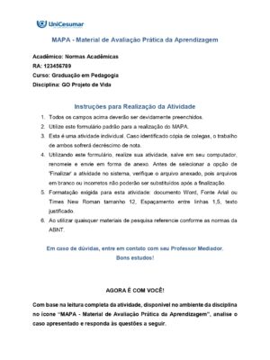 Mapa GO Projeto de Vida