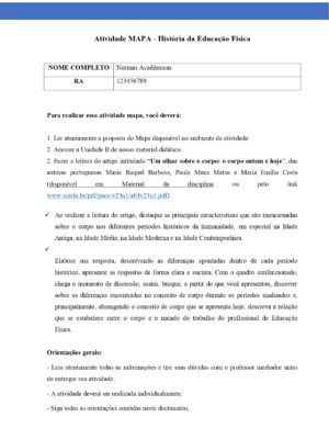 Mapa História da Educação Física