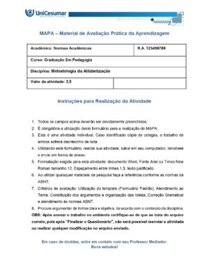 Mapa Metodologia da Alfabetização
