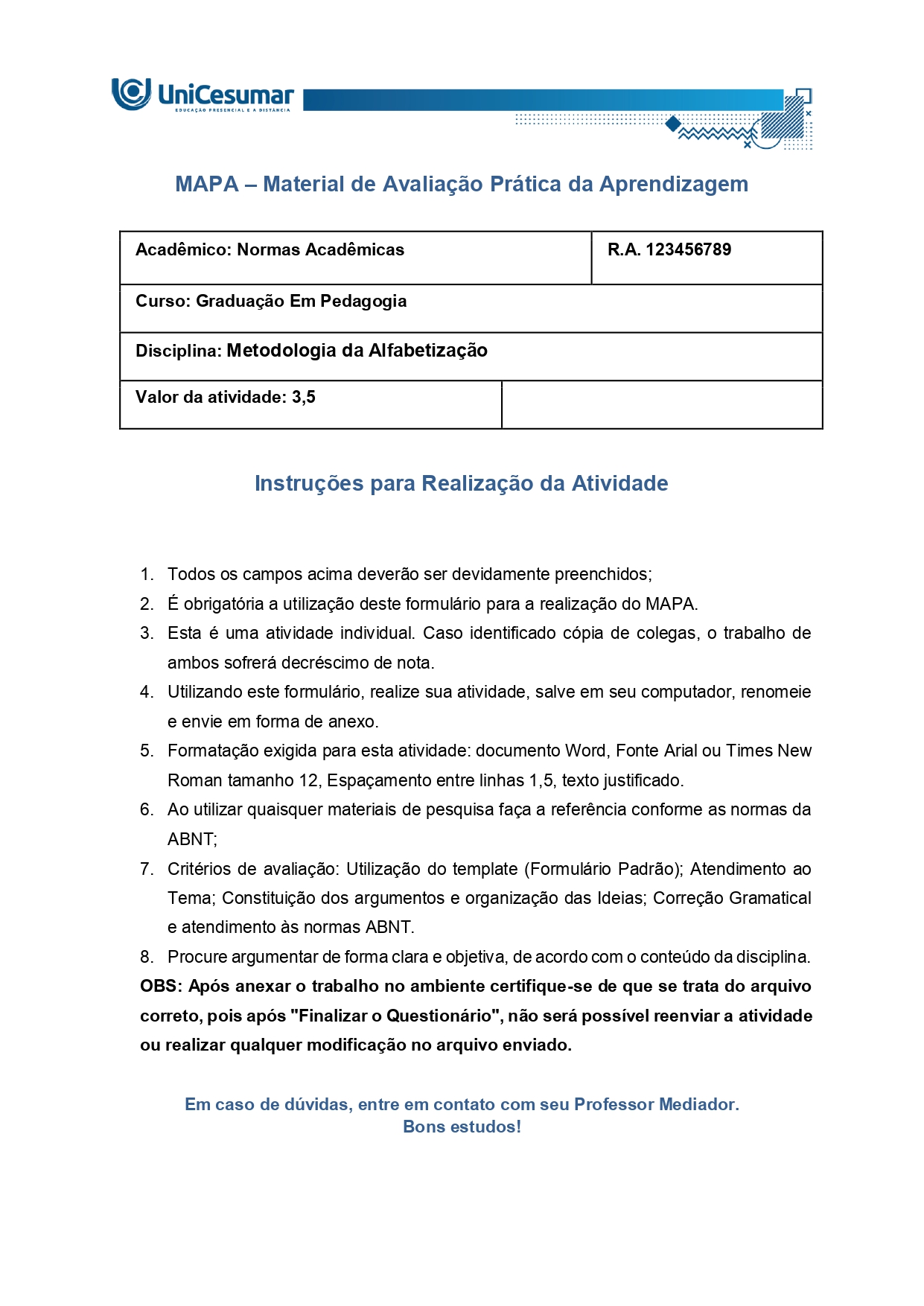 Mapa Metodologia da Alfabetização