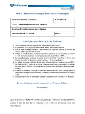 Mapa Neurofisiologia e Aprendizagem