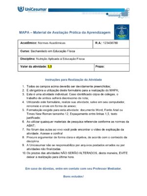 Mapa Nutrição Aplicada à Educação Física