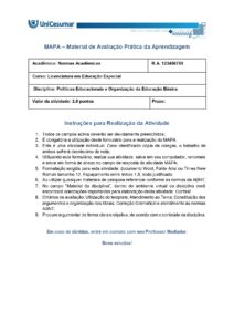 Mapa Políticas Educacionais e Organização da Educação Básica