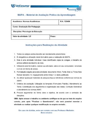 Mapa Psicologia da Educação