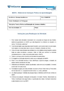 Mapa Teoria e Prática na Educação de Jovens e Adultos