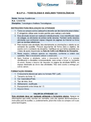 Mapa Toxicologia e Análises Toxicológicas