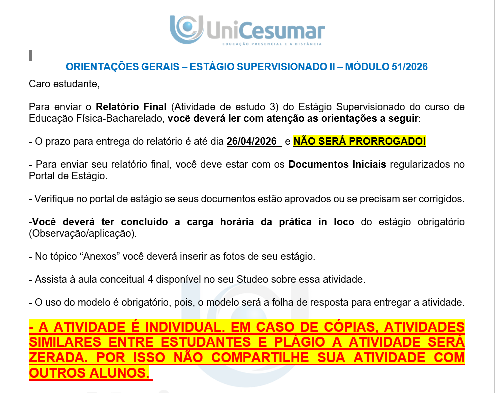 RELATÓRIO DE ESTÁGIO SUPERVISIONADO II – EDUCAÇÃO FÍSICA ADAPTADA
