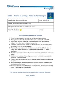 1) Fazer um diário alimentar de três dias, dois dias da semana (segunda a sexta) e um dia do final de semana (sábado ou domingo), de todas as suas refeições realizadas durante o dia, utilizando como forma de medidas valores de medidas caseiras (1 copo, 1 colher de sopa, 1 xícara...). Siga como orientação o modelo do Diário Alimentar de Gabriela: