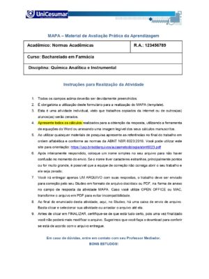 Mapa Química Analítica e Instrumental