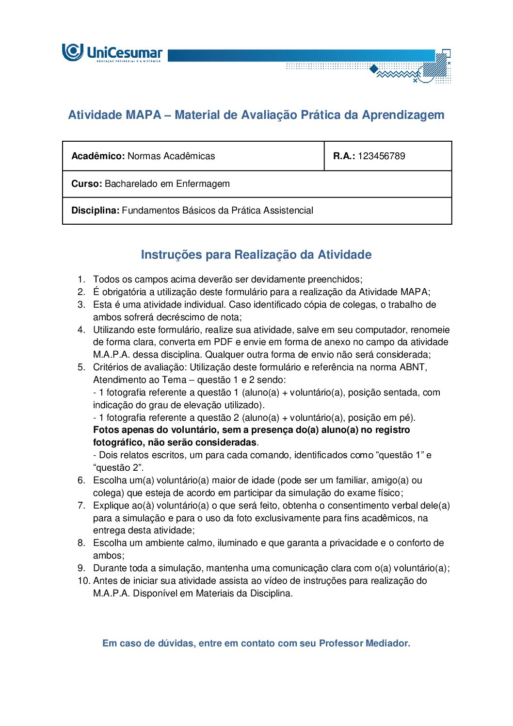 Mapa Fundamentos Básicos da Prática Assistencial